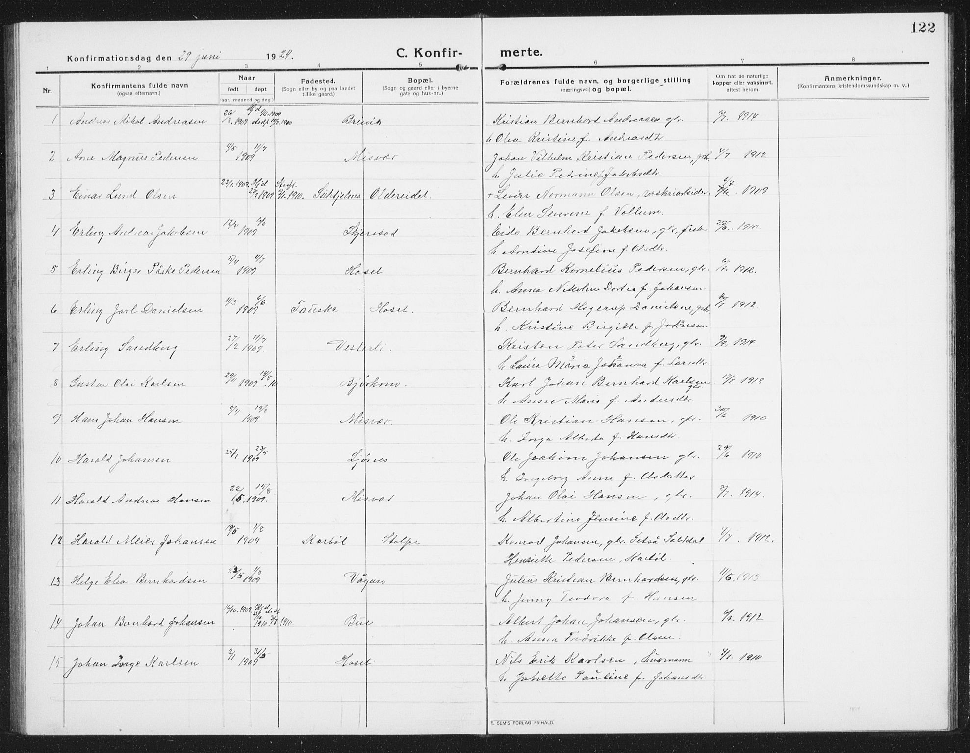 Ministerialprotokoller, klokkerbøker og fødselsregistre - Nordland, AV/SAT-A-1459/852/L0757: Parish register (copy) no. 852C08, 1916-1934, p. 122