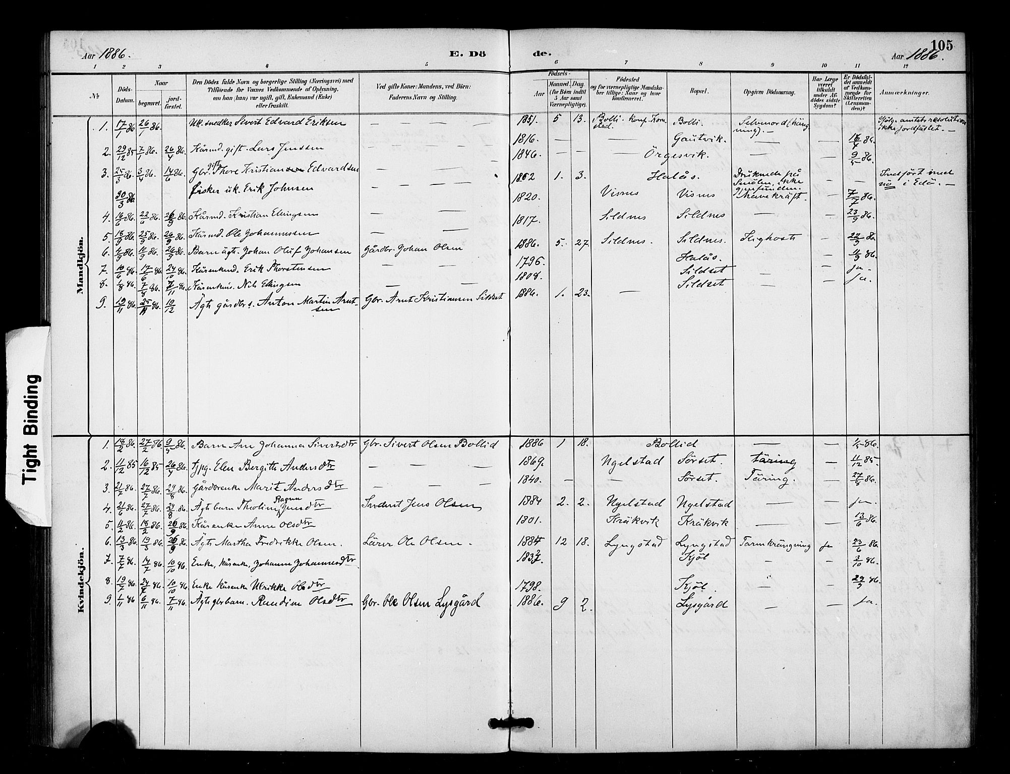 Ministerialprotokoller, klokkerbøker og fødselsregistre - Møre og Romsdal, AV/SAT-A-1454/571/L0836: Parish register (official) no. 571A01, 1884-1899, p. 105