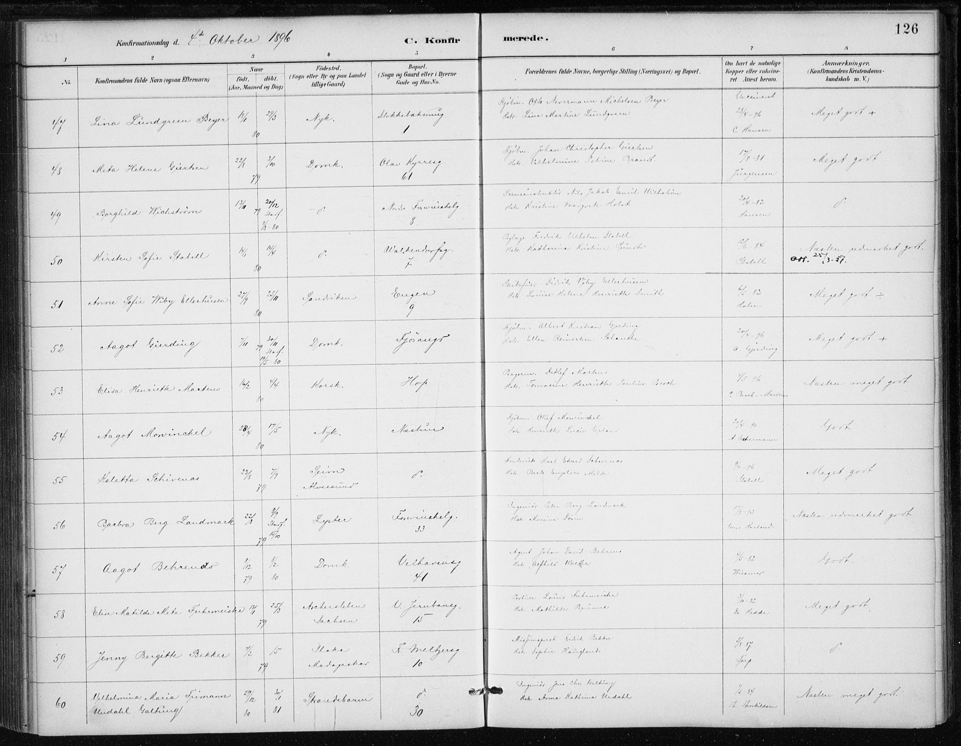 Johanneskirken sokneprestembete, AV/SAB-A-76001/H/Haa/L0008: Parish register (official) no. C 1, 1885-1907, p. 126