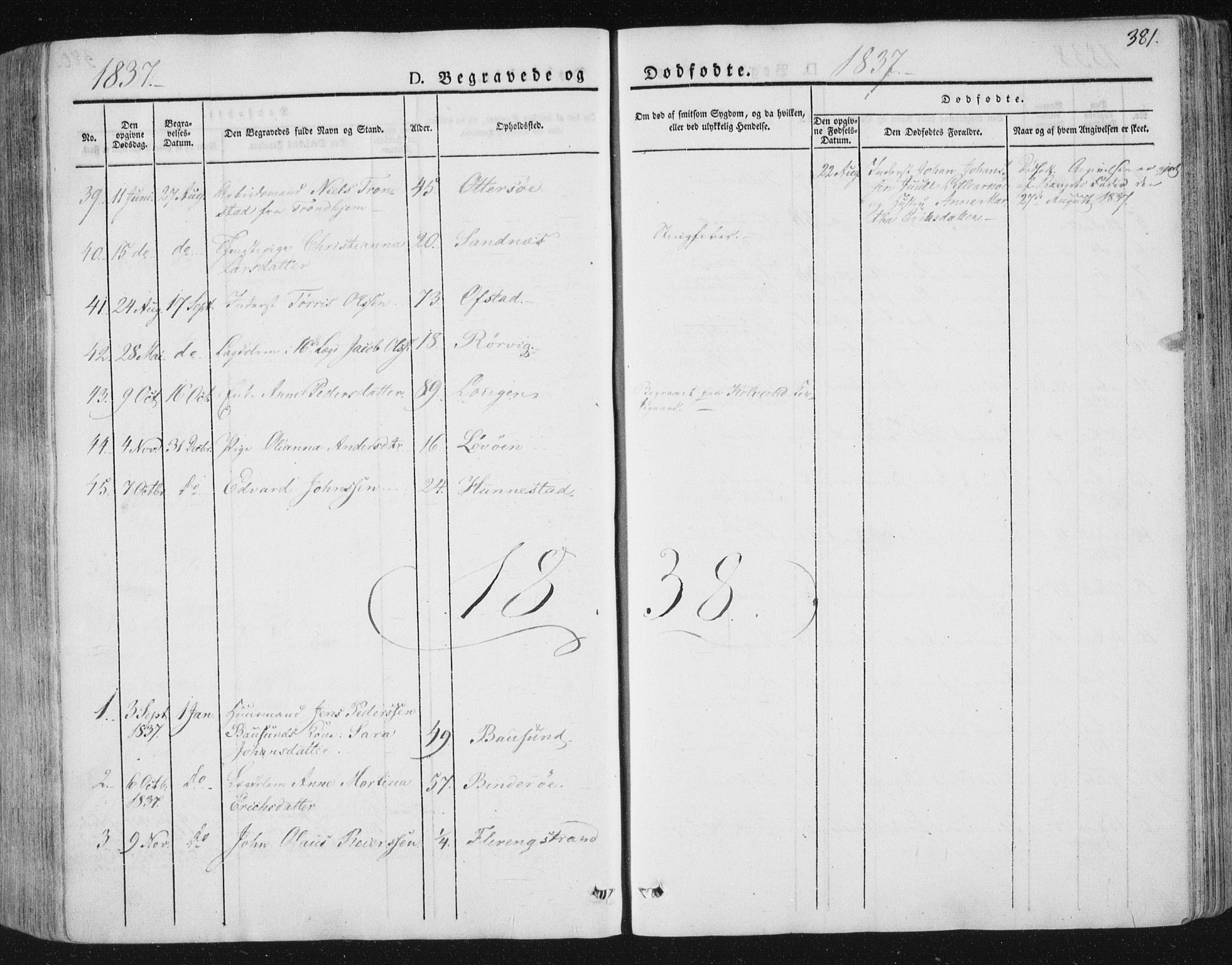 Ministerialprotokoller, klokkerbøker og fødselsregistre - Nord-Trøndelag, SAT/A-1458/784/L0669: Parish register (official) no. 784A04, 1829-1859, p. 381