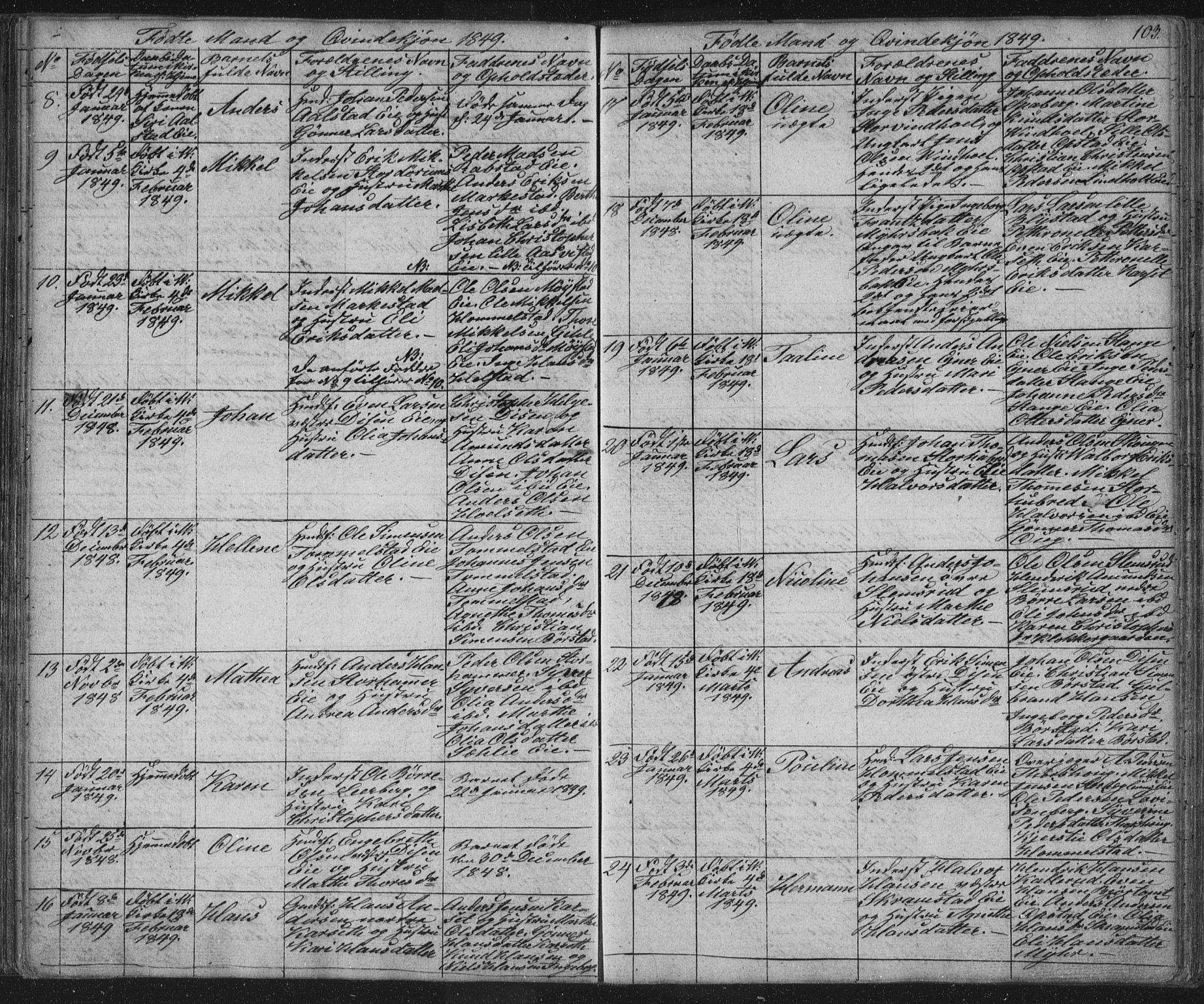 Vang prestekontor, Hedmark, AV/SAH-PREST-008/H/Ha/Hab/L0008: Parish register (copy) no. 8, 1832-1854, p. 103