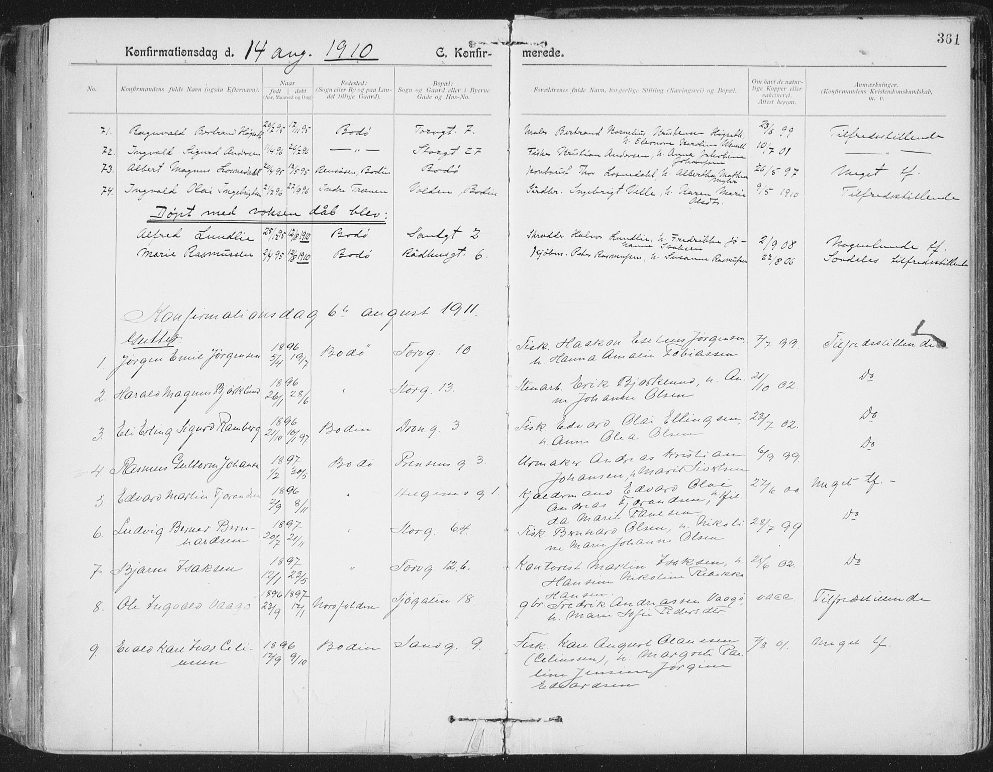 Ministerialprotokoller, klokkerbøker og fødselsregistre - Nordland, SAT/A-1459/801/L0011: Parish register (official) no. 801A11, 1900-1916, p. 361