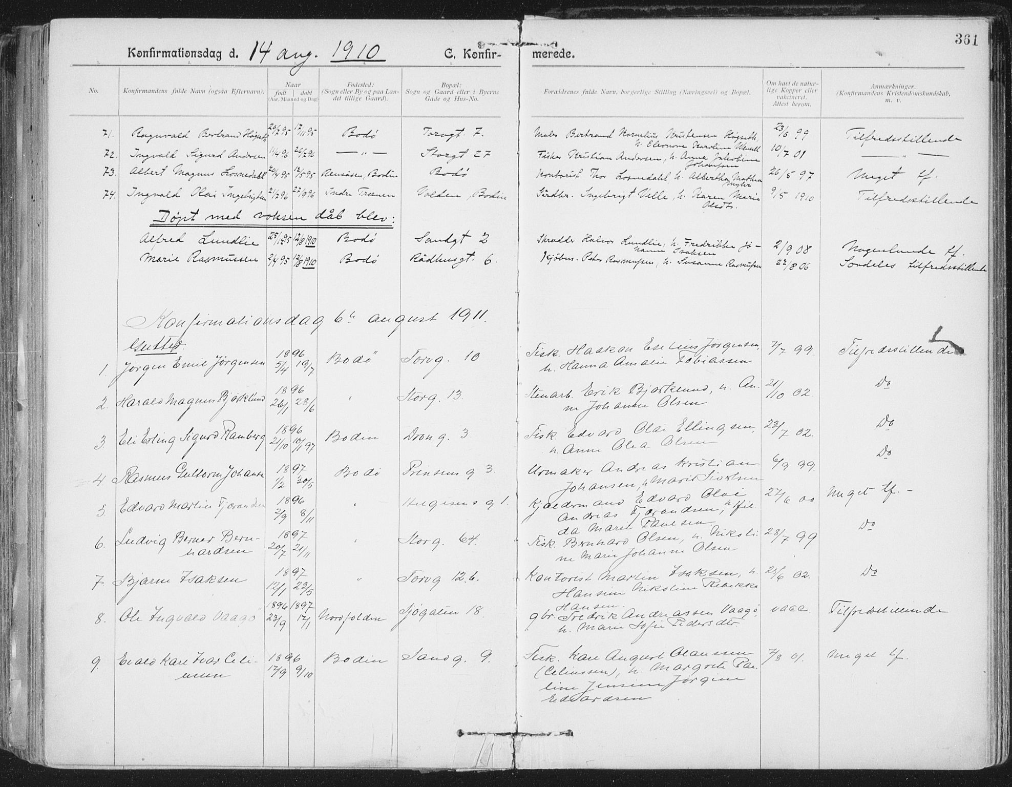 Ministerialprotokoller, klokkerbøker og fødselsregistre - Nordland, AV/SAT-A-1459/801/L0011: Parish register (official) no. 801A11, 1900-1916, p. 361