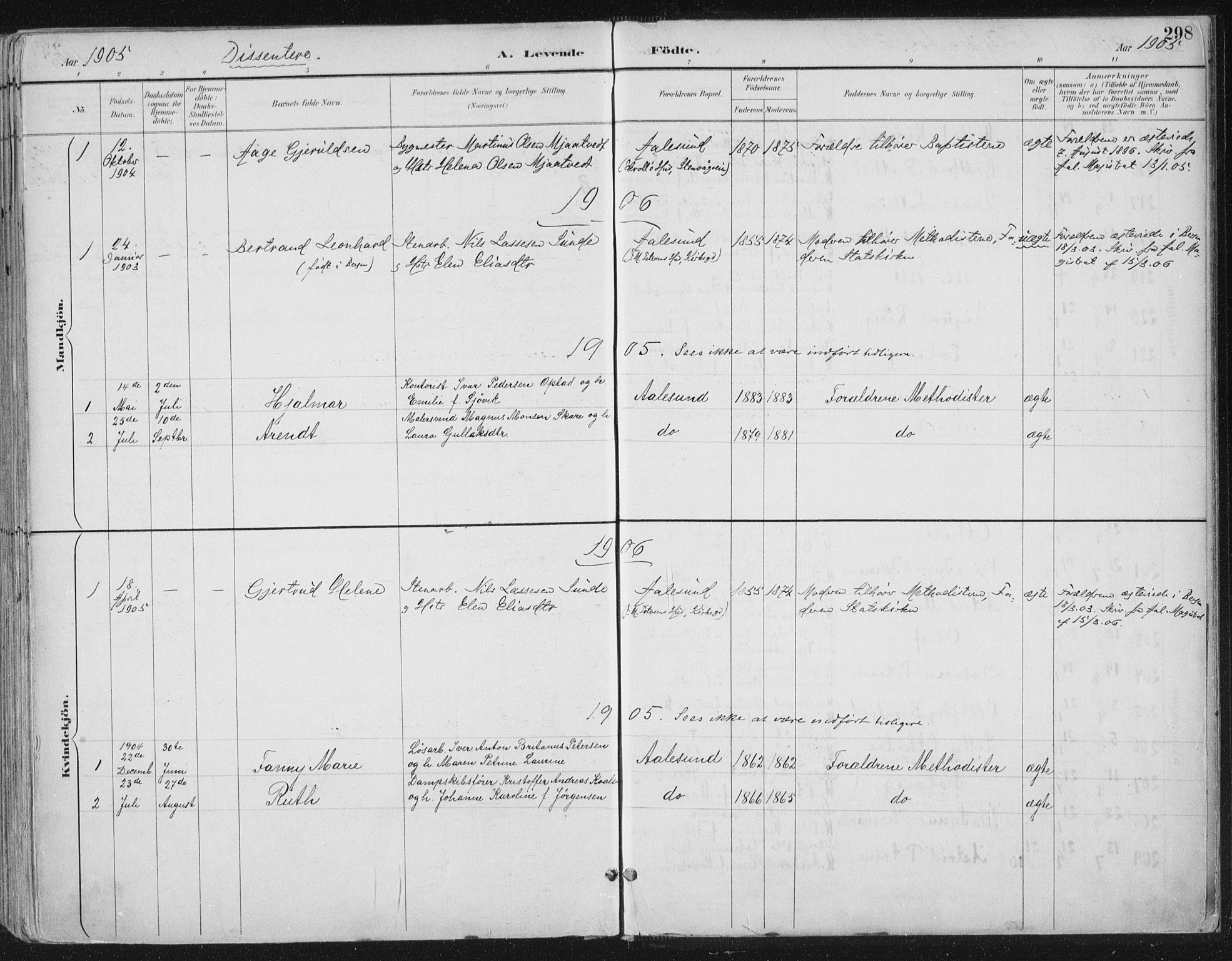 Ministerialprotokoller, klokkerbøker og fødselsregistre - Møre og Romsdal, SAT/A-1454/529/L0456: Parish register (official) no. 529A06, 1894-1906, p. 298