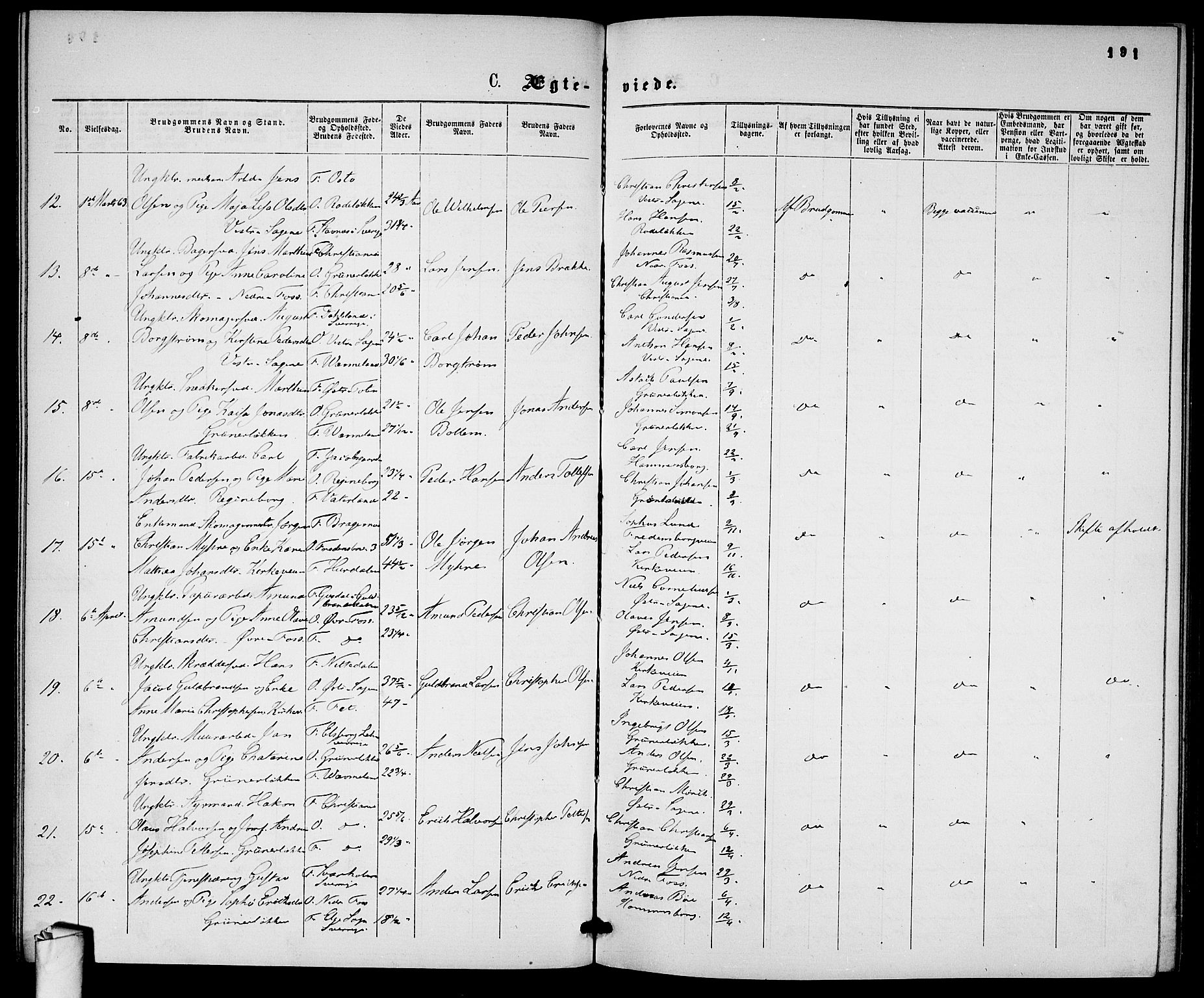 Gamle Aker prestekontor Kirkebøker, AV/SAO-A-10617a/G/L0001: Parish register (copy) no. 1, 1861-1868, p. 191