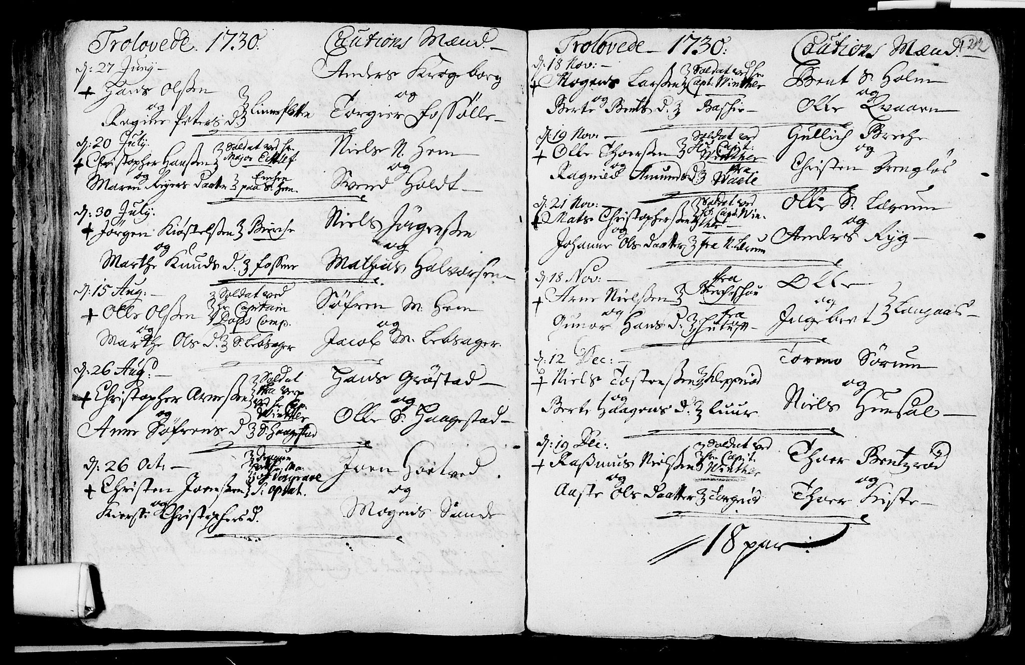 Våle kirkebøker, SAKO/A-334/F/Fa/L0002: Parish register (official) no. I 2, 1705-1732, p. 122