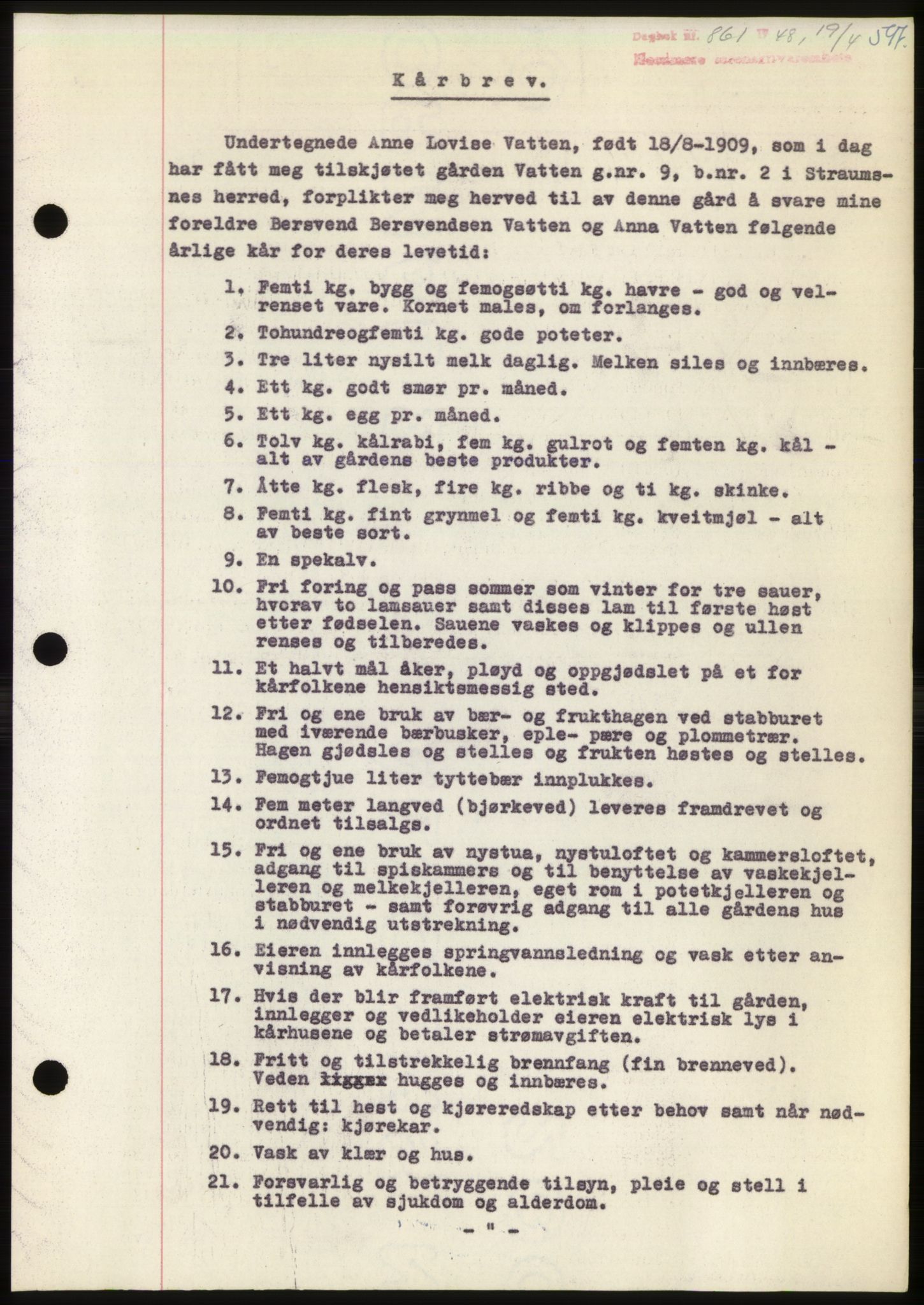 Nordmøre sorenskriveri, AV/SAT-A-4132/1/2/2Ca: Mortgage book no. B98, 1948-1948, Diary no: : 861/1948