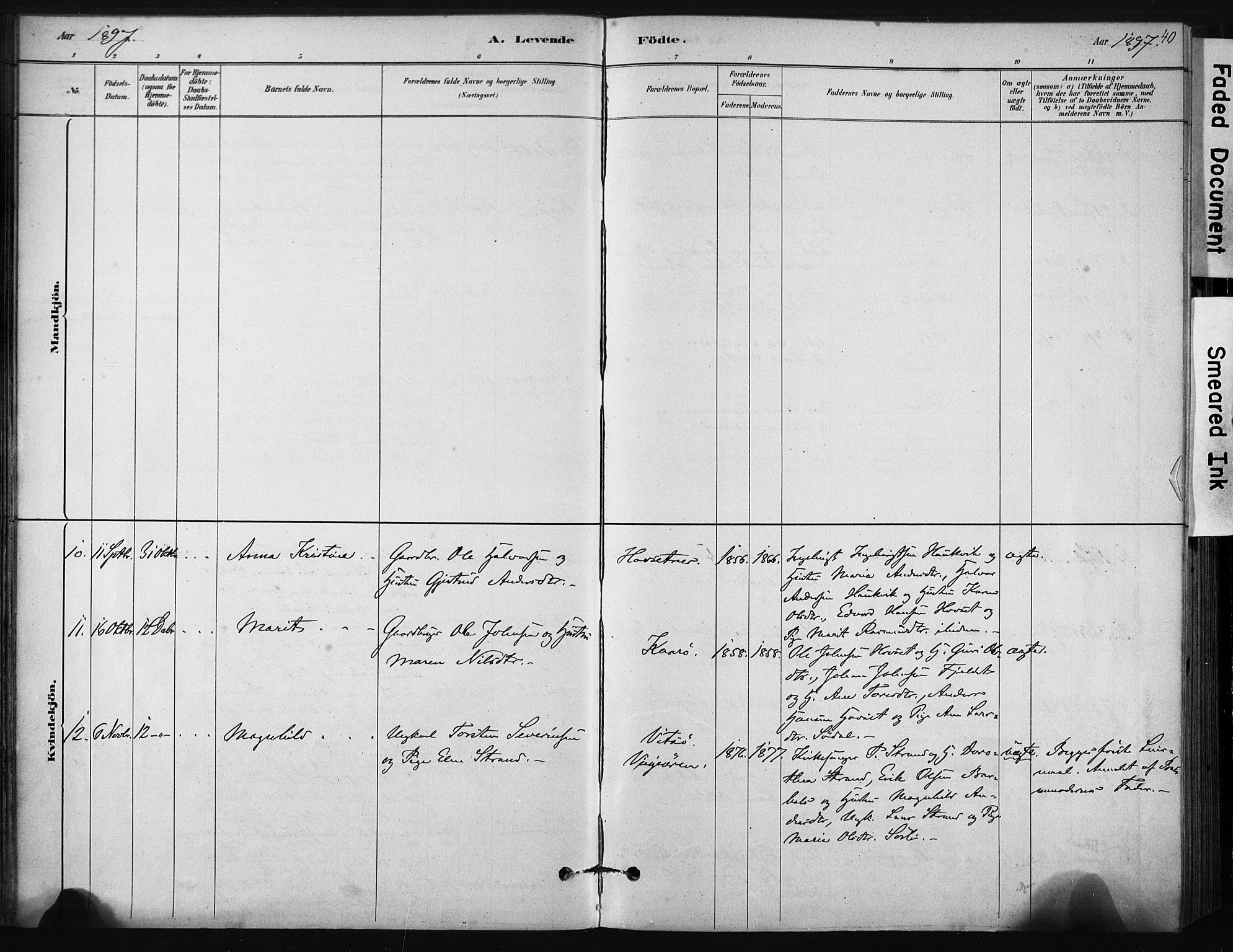 Ministerialprotokoller, klokkerbøker og fødselsregistre - Sør-Trøndelag, SAT/A-1456/631/L0512: Parish register (official) no. 631A01, 1879-1912, p. 40