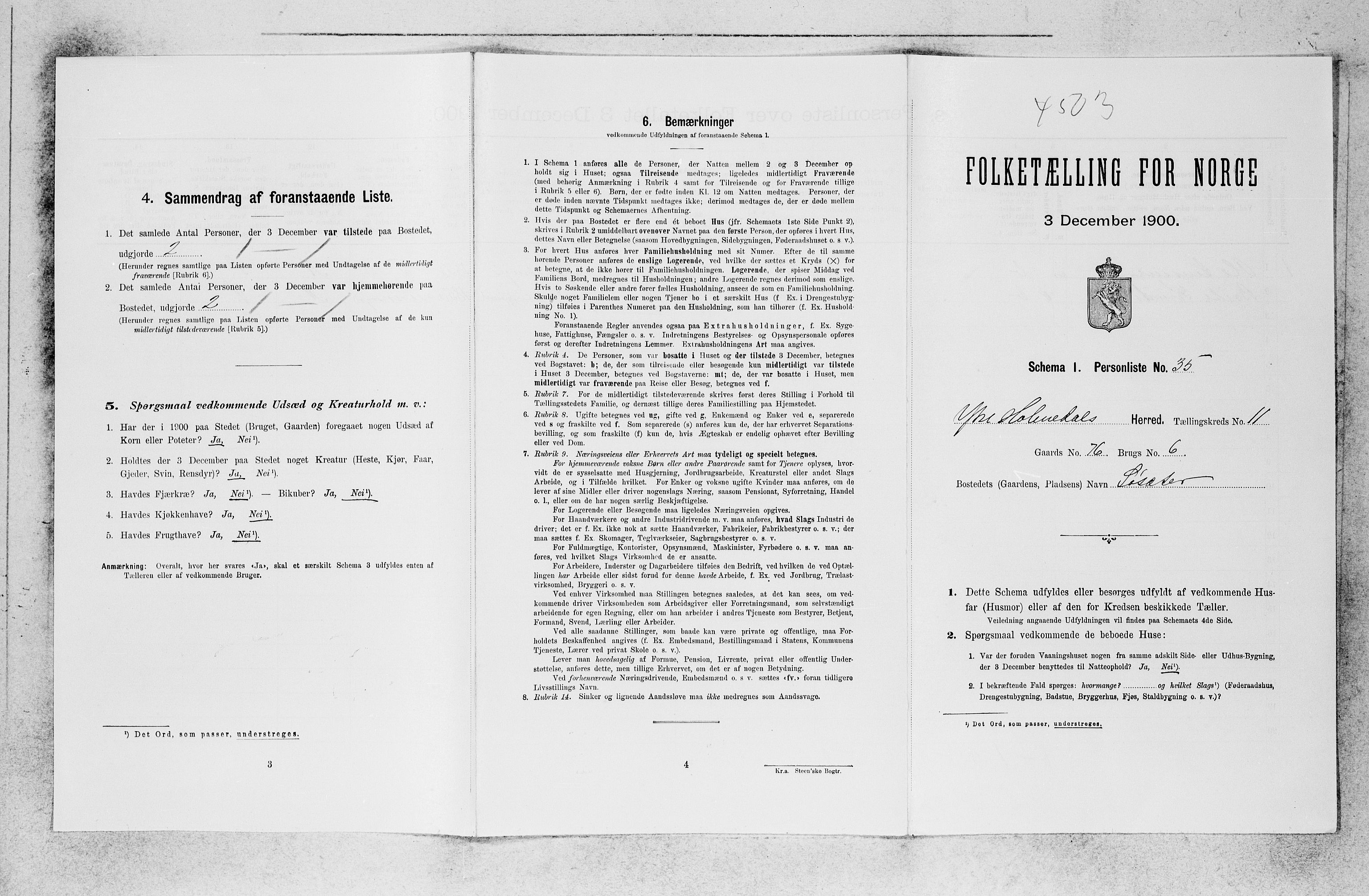 SAB, 1900 census for Ytre Holmedal, 1900, p. 887