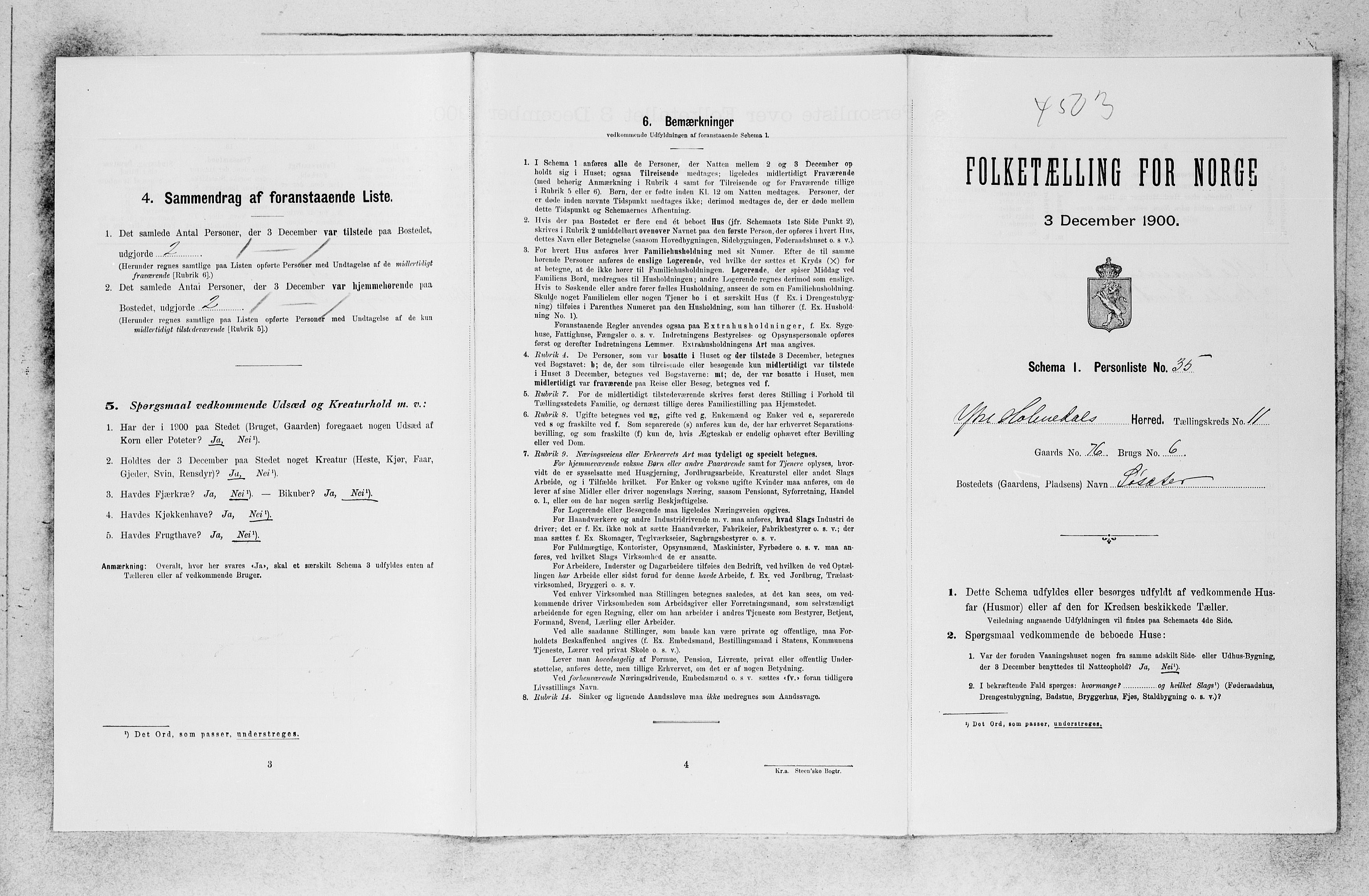 SAB, 1900 census for Ytre Holmedal, 1900, p. 887