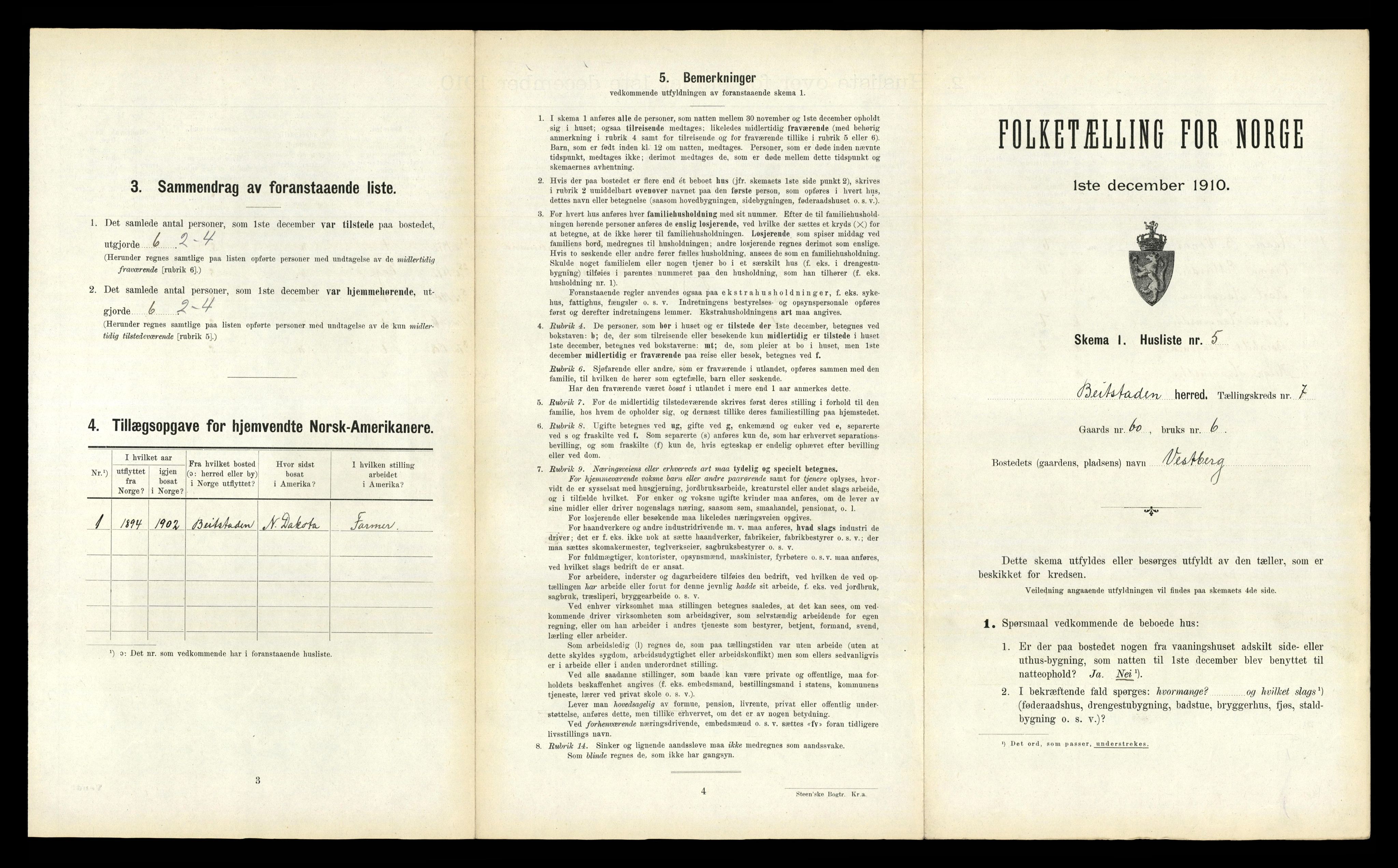 RA, 1910 census for Beitstad, 1910, p. 633
