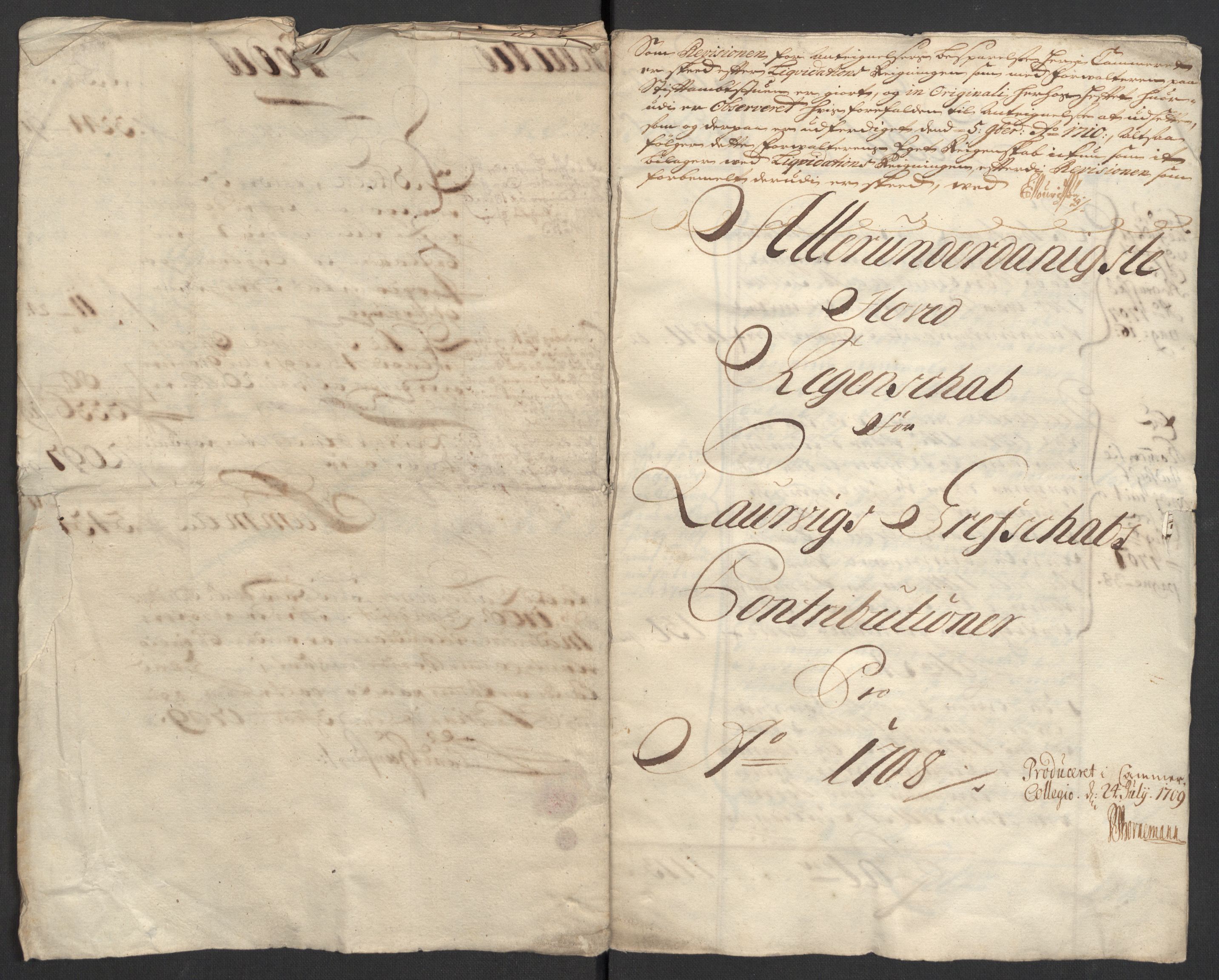 Rentekammeret inntil 1814, Reviderte regnskaper, Fogderegnskap, AV/RA-EA-4092/R33/L1980: Fogderegnskap Larvik grevskap, 1707-1708, p. 194