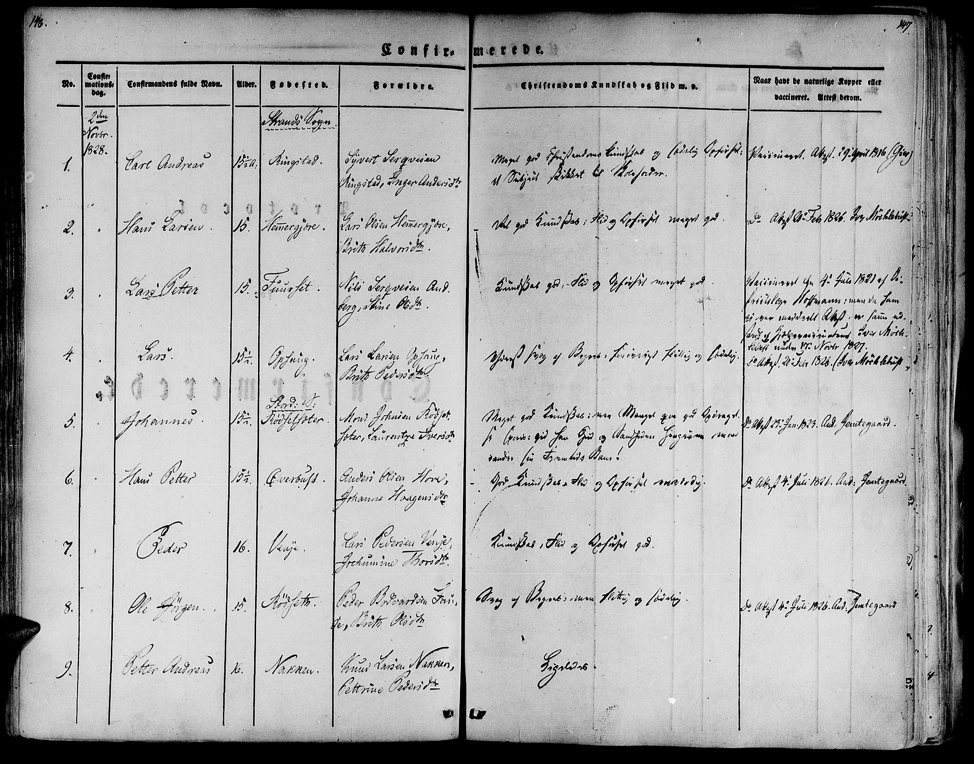 Ministerialprotokoller, klokkerbøker og fødselsregistre - Møre og Romsdal, AV/SAT-A-1454/520/L0274: Parish register (official) no. 520A04, 1827-1864, p. 146-147