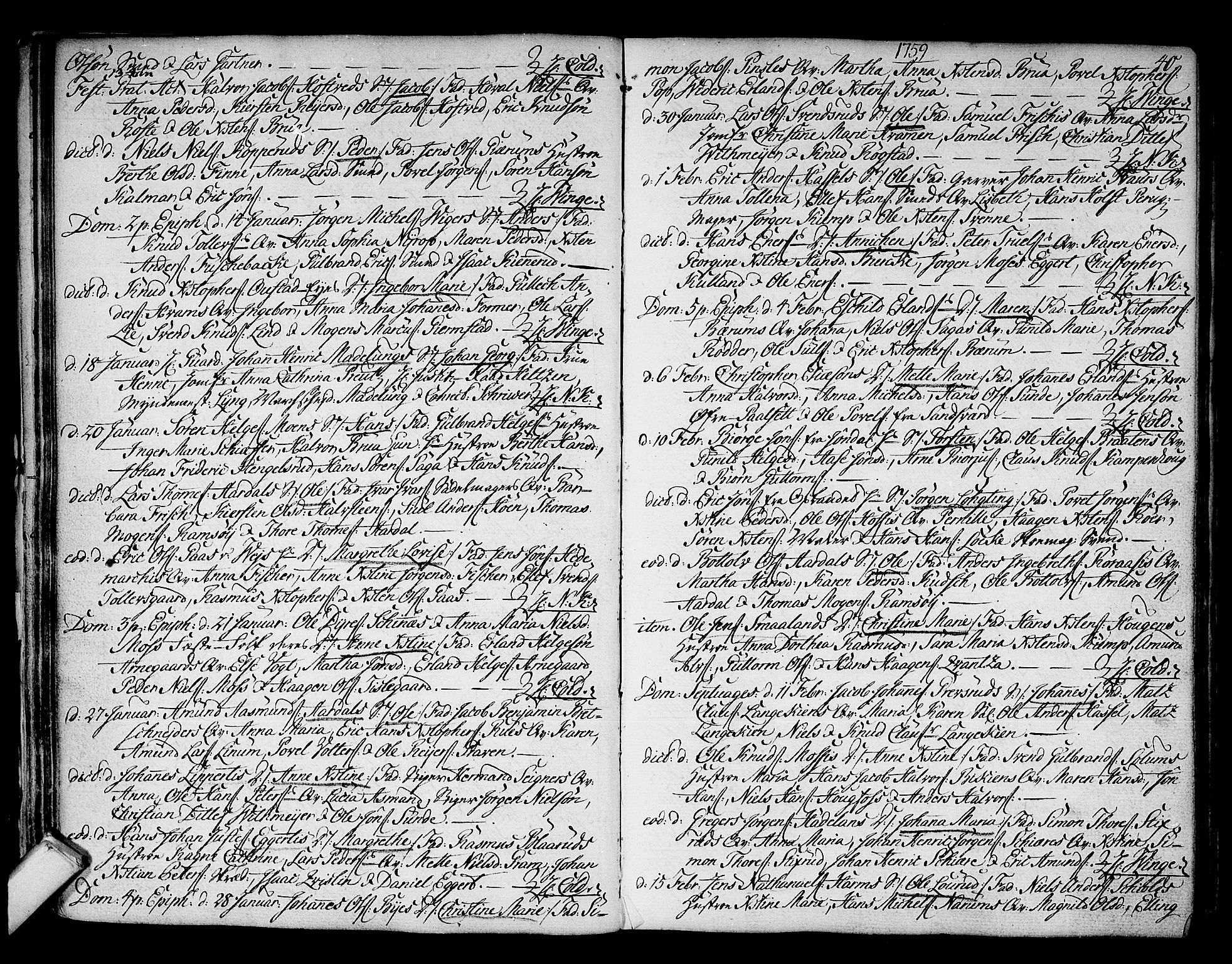 Kongsberg kirkebøker, SAKO/A-22/F/Fa/L0004: Parish register (official) no. I 4, 1756-1768, p. 40