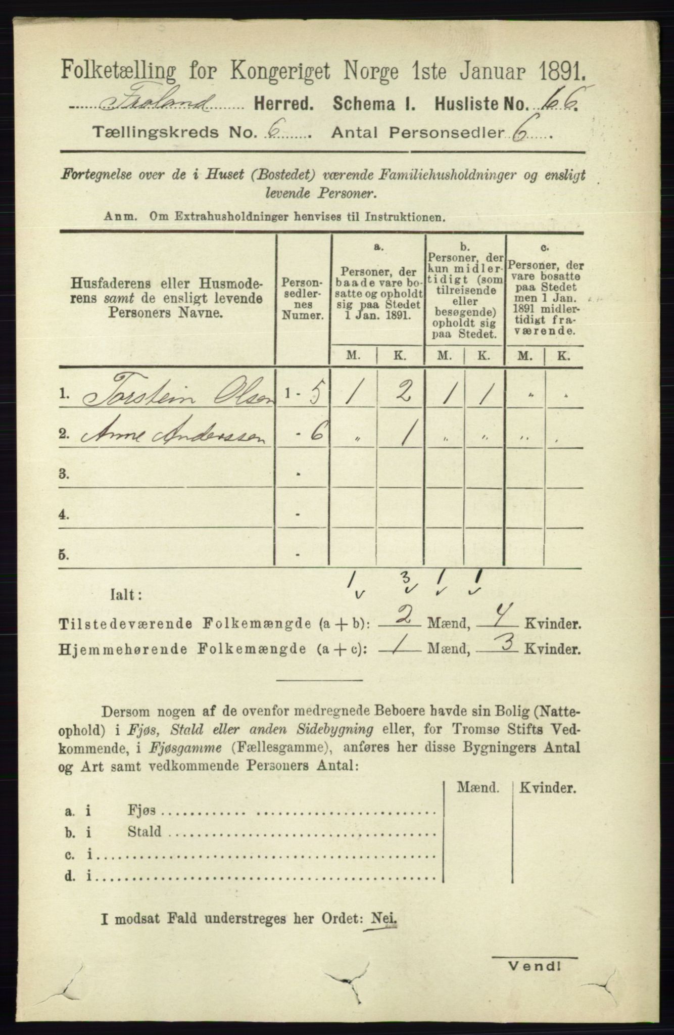 RA, 1891 census for 0919 Froland, 1891, p. 2198