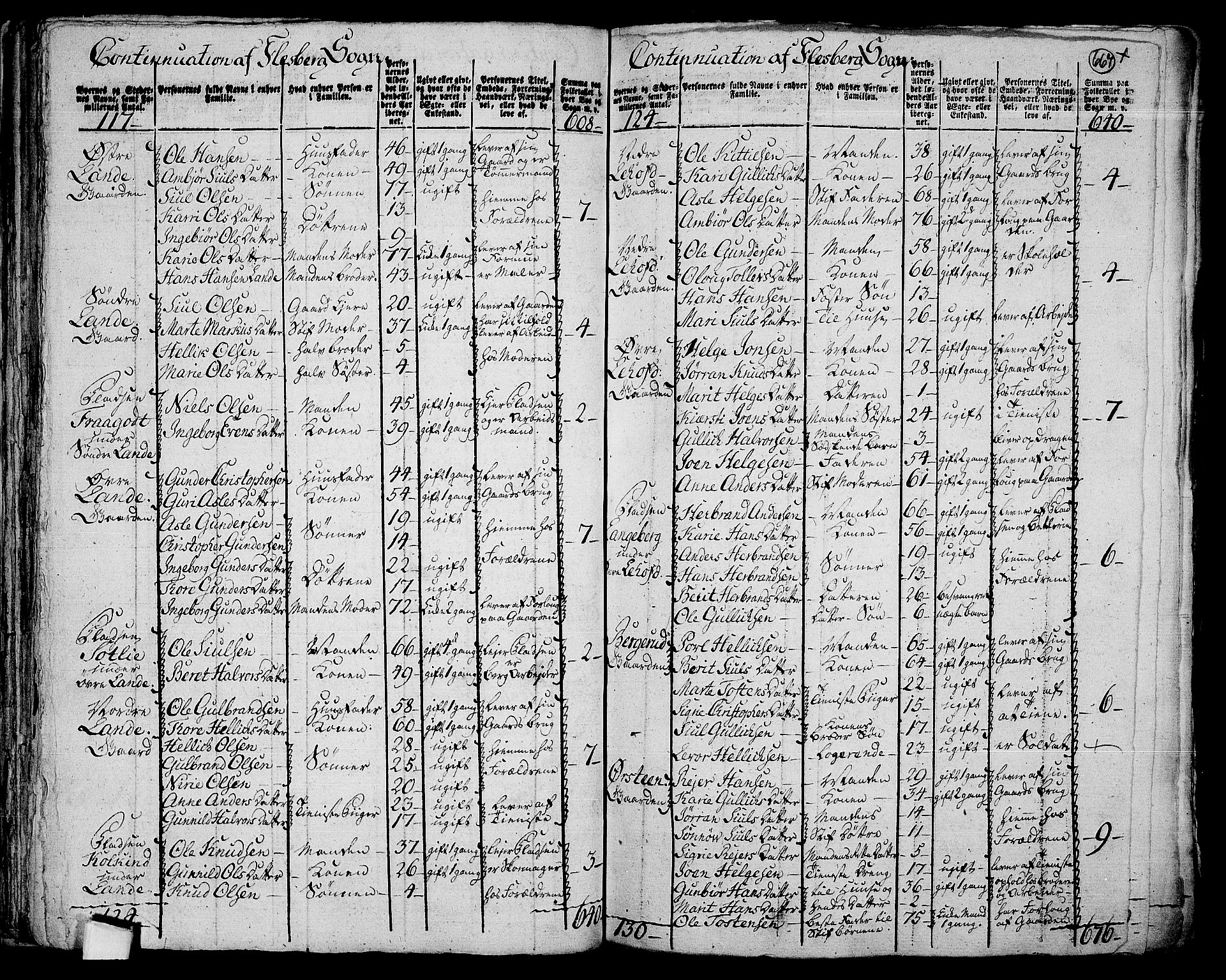 RA, 1801 census for 0631P Flesberg, 1801, p. 666b-667a