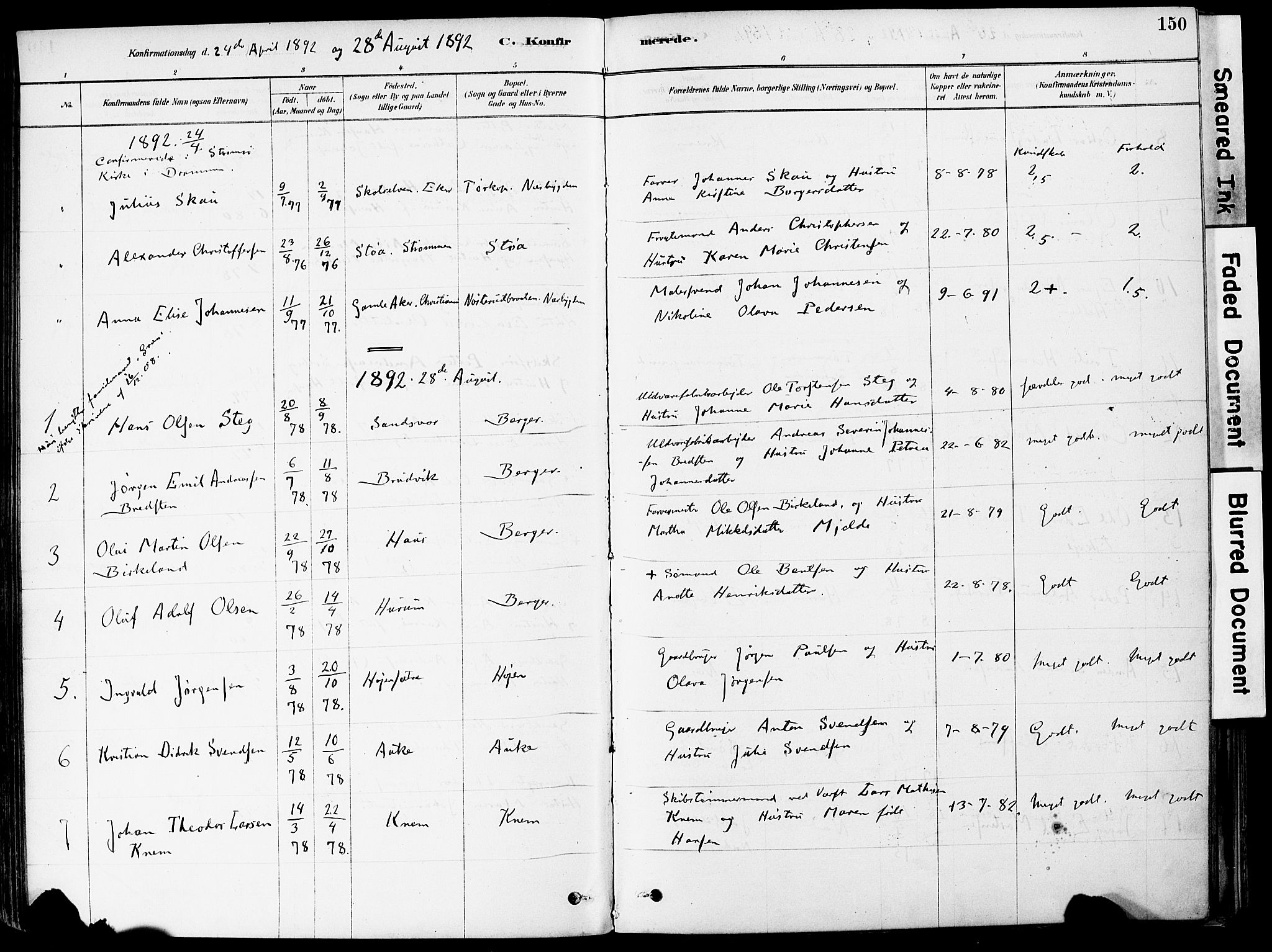 Strømm kirkebøker, AV/SAKO-A-322/F/Fa/L0004: Parish register (official) no. I 4, 1878-1899, p. 150