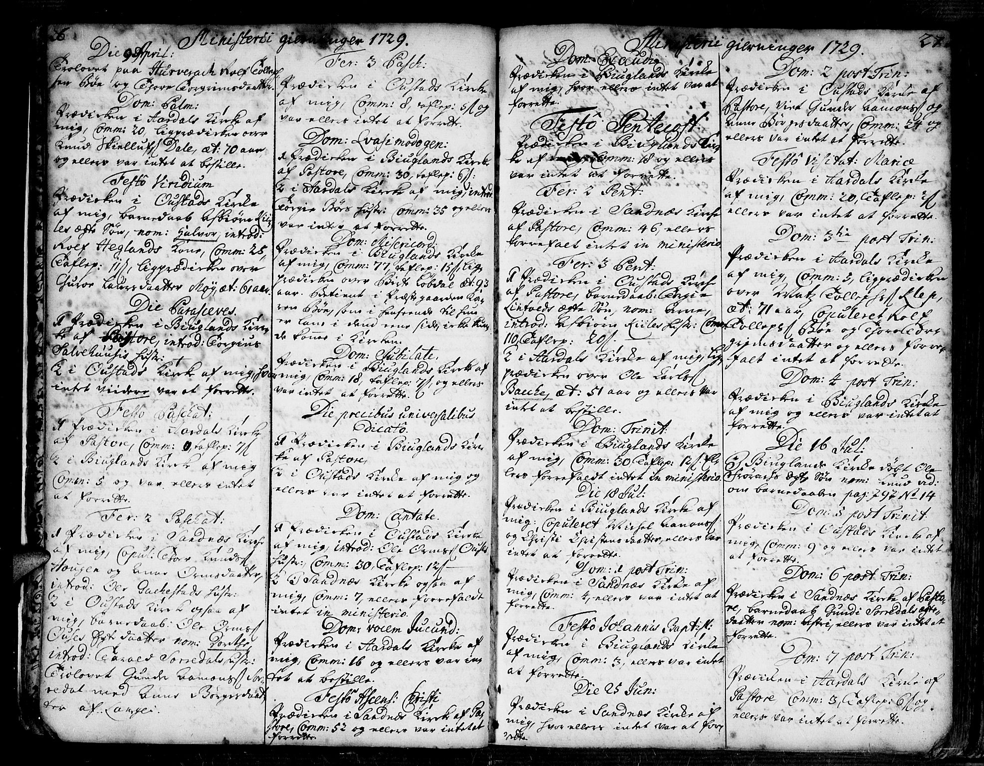 Bygland sokneprestkontor, AV/SAK-1111-0006/F/Fa/Fab/L0001: Parish register (official) no. A 1, 1725-1766, p. 26-27