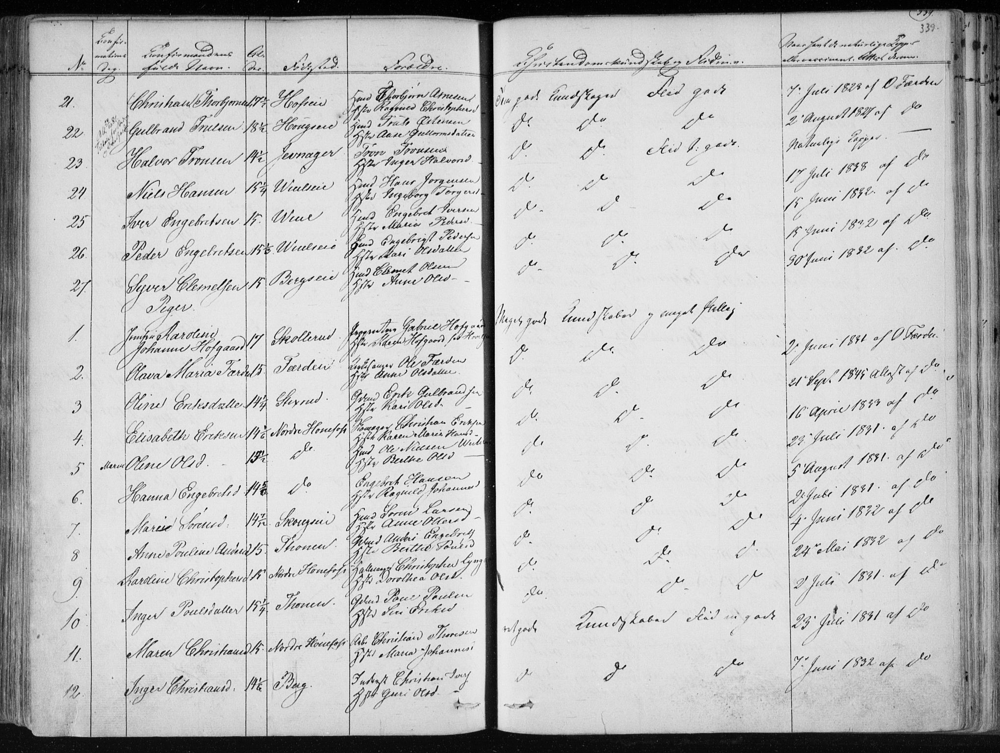 Norderhov kirkebøker, SAKO/A-237/F/Fa/L0010: Parish register (official) no. 10, 1837-1847, p. 339