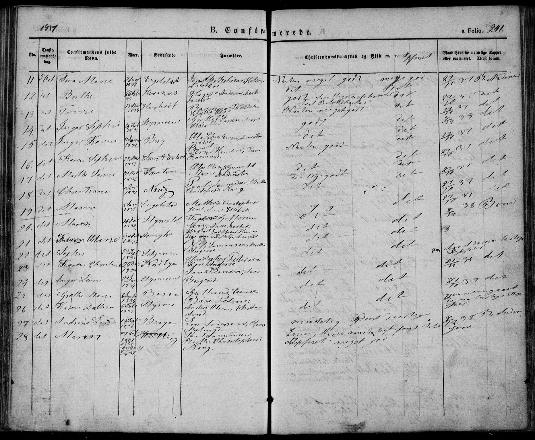 Lardal kirkebøker, SAKO/A-350/F/Fa/L0006: Parish register (official) no. I 6, 1835-1860, p. 241