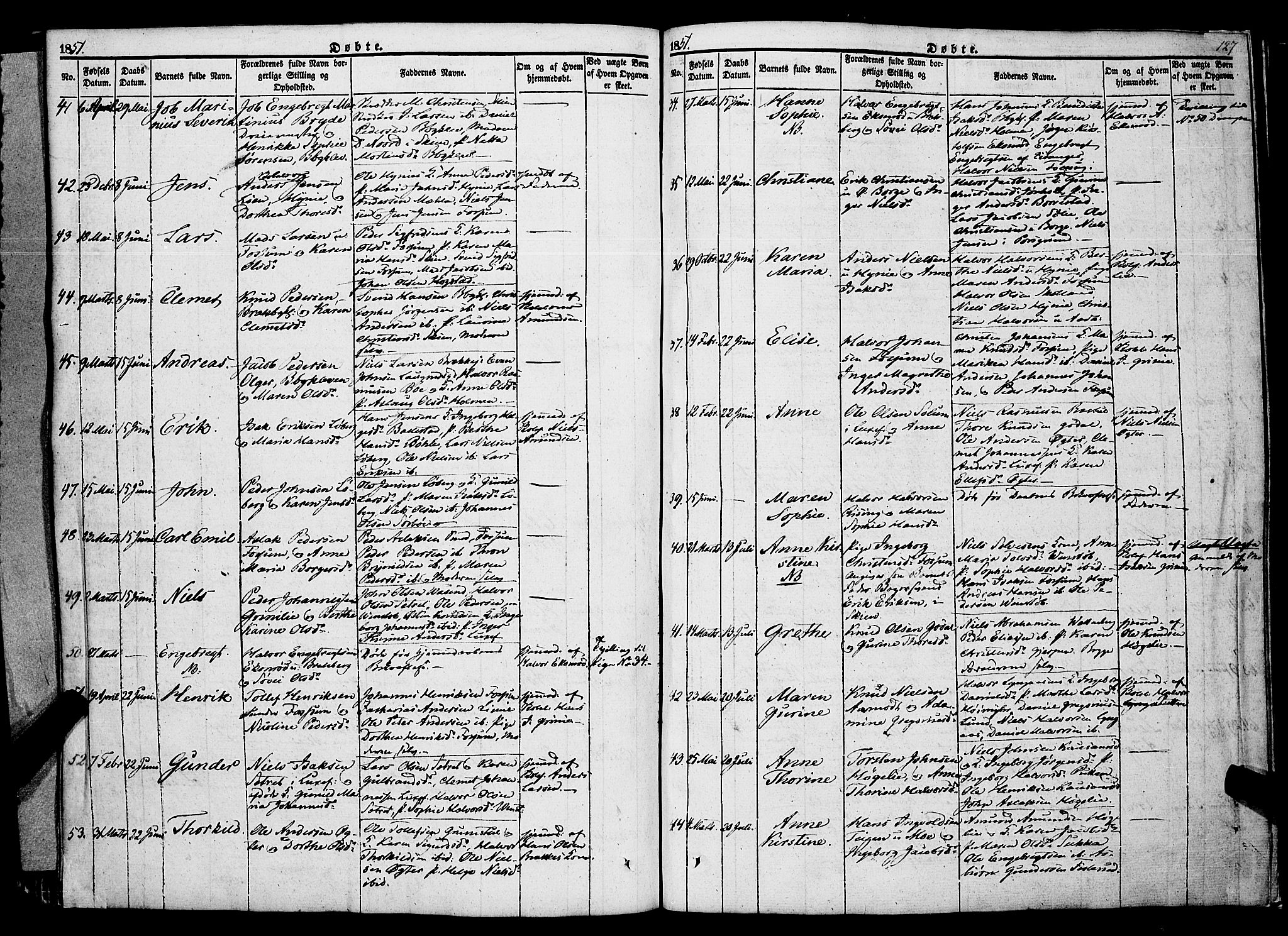 Gjerpen kirkebøker, AV/SAKO-A-265/F/Fa/L0007a: Parish register (official) no. I 7A, 1834-1857, p. 127