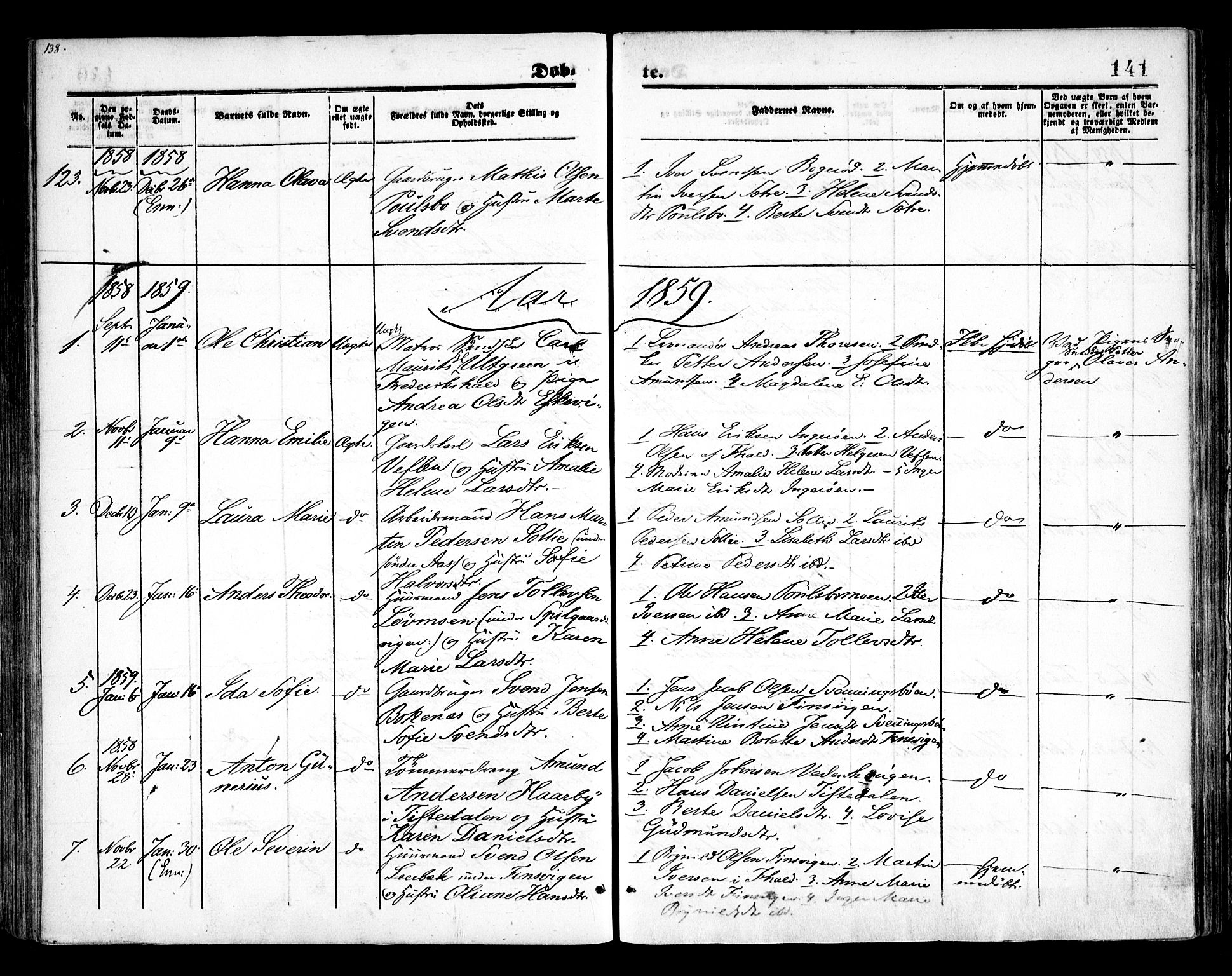 Idd prestekontor Kirkebøker, SAO/A-10911/F/Fc/L0004a: Parish register (official) no. III 4A, 1848-1860, p. 141
