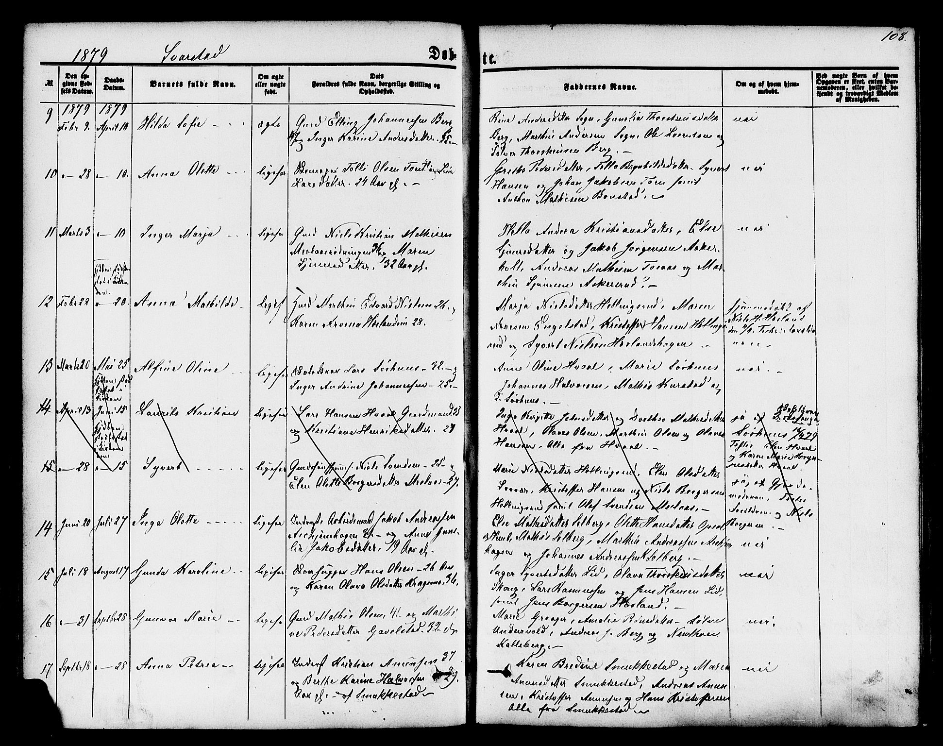 Lardal kirkebøker, AV/SAKO-A-350/F/Fa/L0007: Parish register (official) no. I 7, 1861-1880, p. 108