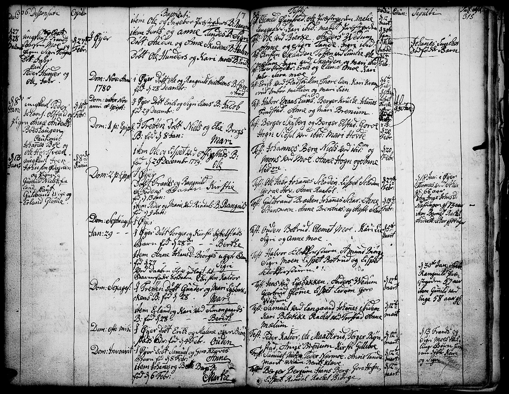 Øyer prestekontor, SAH/PREST-084/H/Ha/Haa/L0002: Parish register (official) no. 2, 1733-1784, p. 306-315