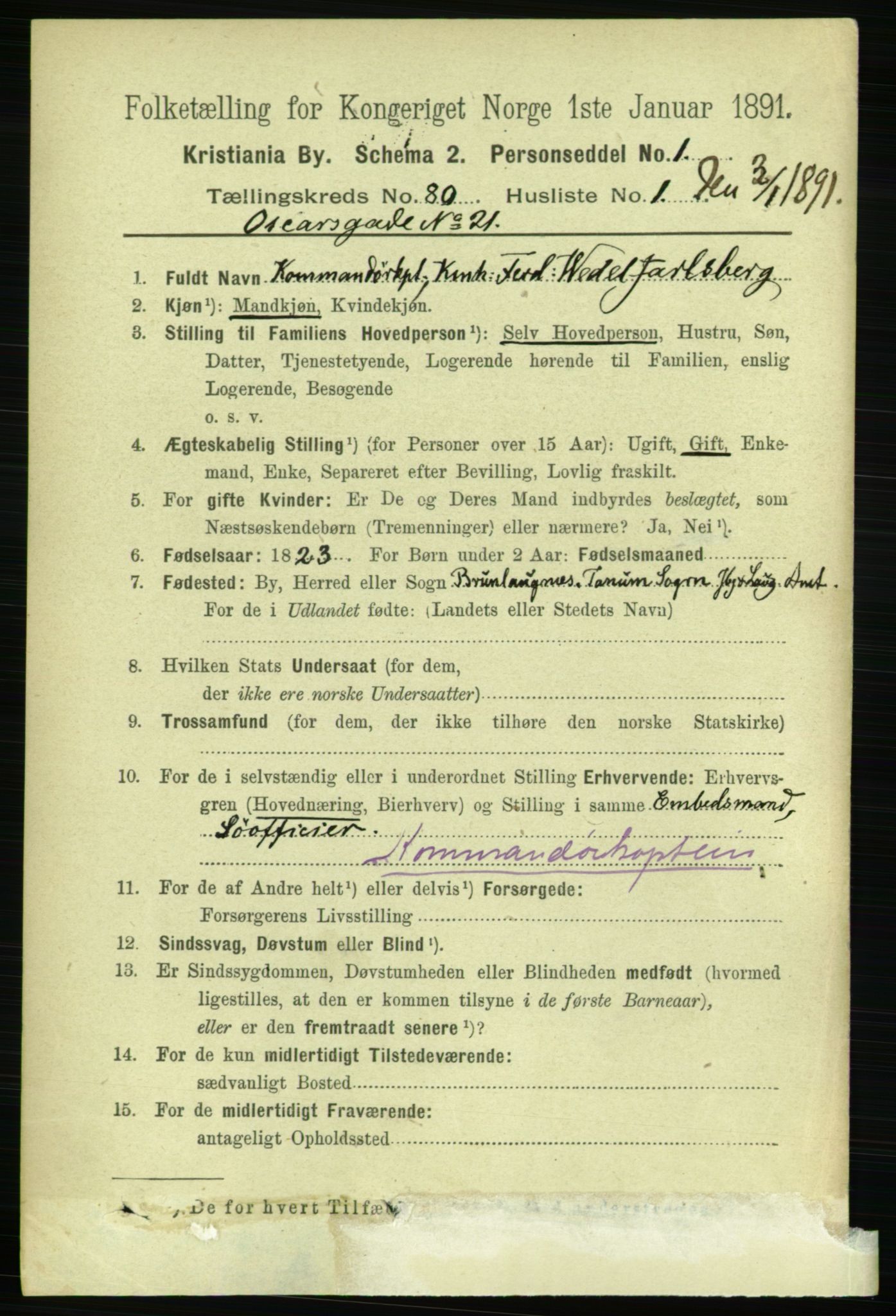 RA, 1891 census for 0301 Kristiania, 1891, p. 41272