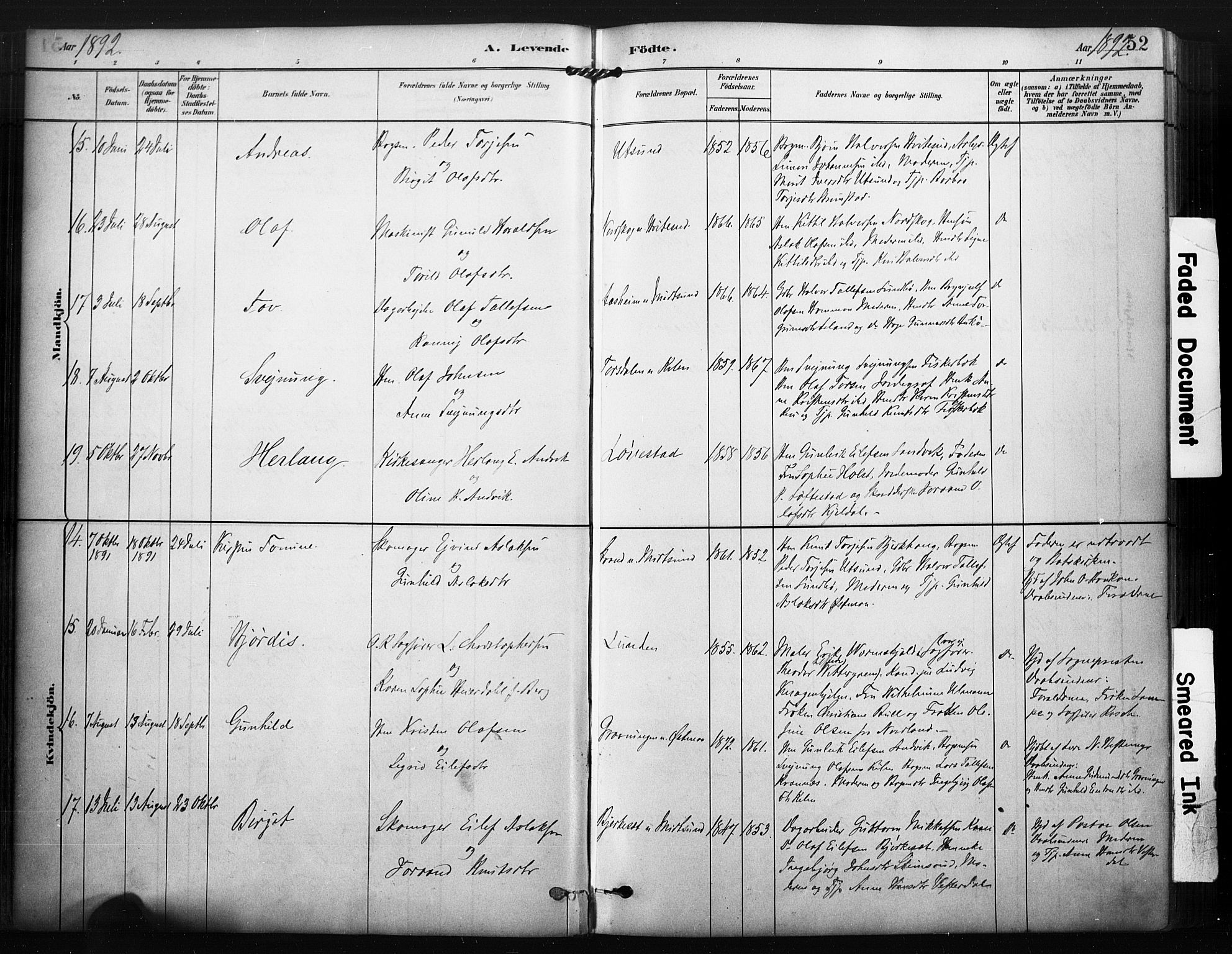 Kviteseid kirkebøker, SAKO/A-276/F/Fa/L0008: Parish register (official) no. I 8, 1882-1903, p. 52