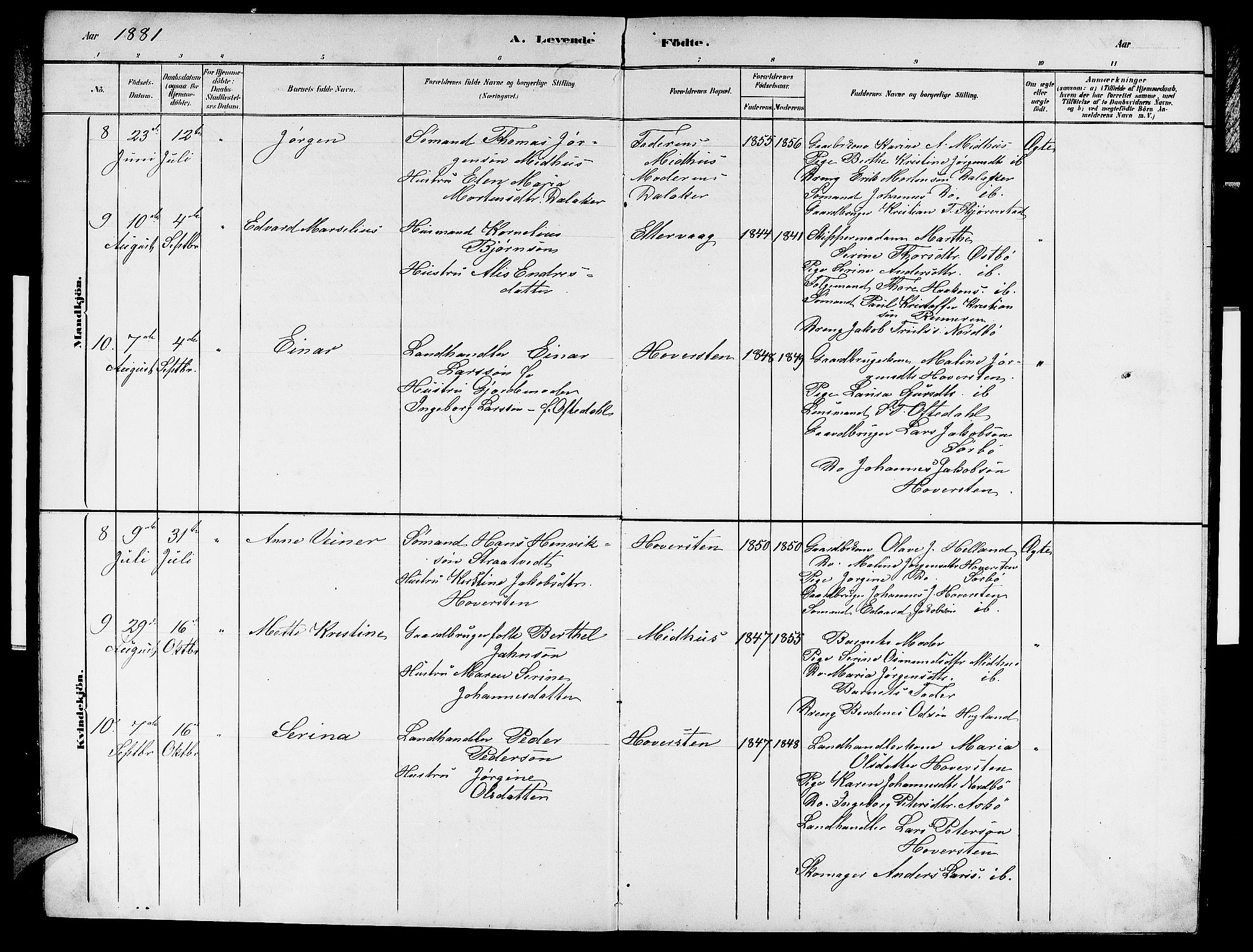 Rennesøy sokneprestkontor, AV/SAST-A -101827/H/Ha/Hab/L0007: Parish register (copy) no. B 7, 1881-1890