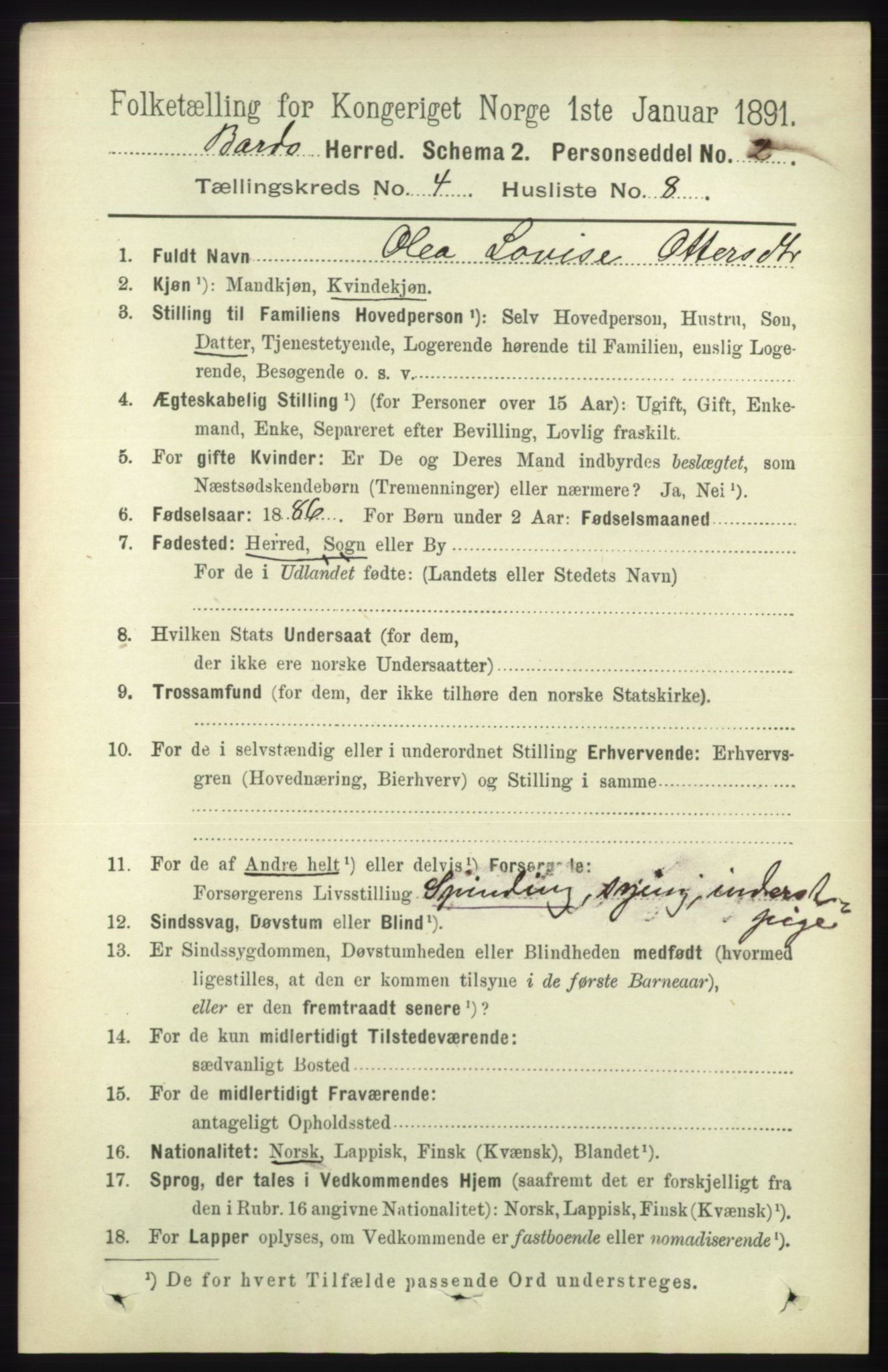 RA, 1891 census for 1922 Bardu, 1891, p. 1368