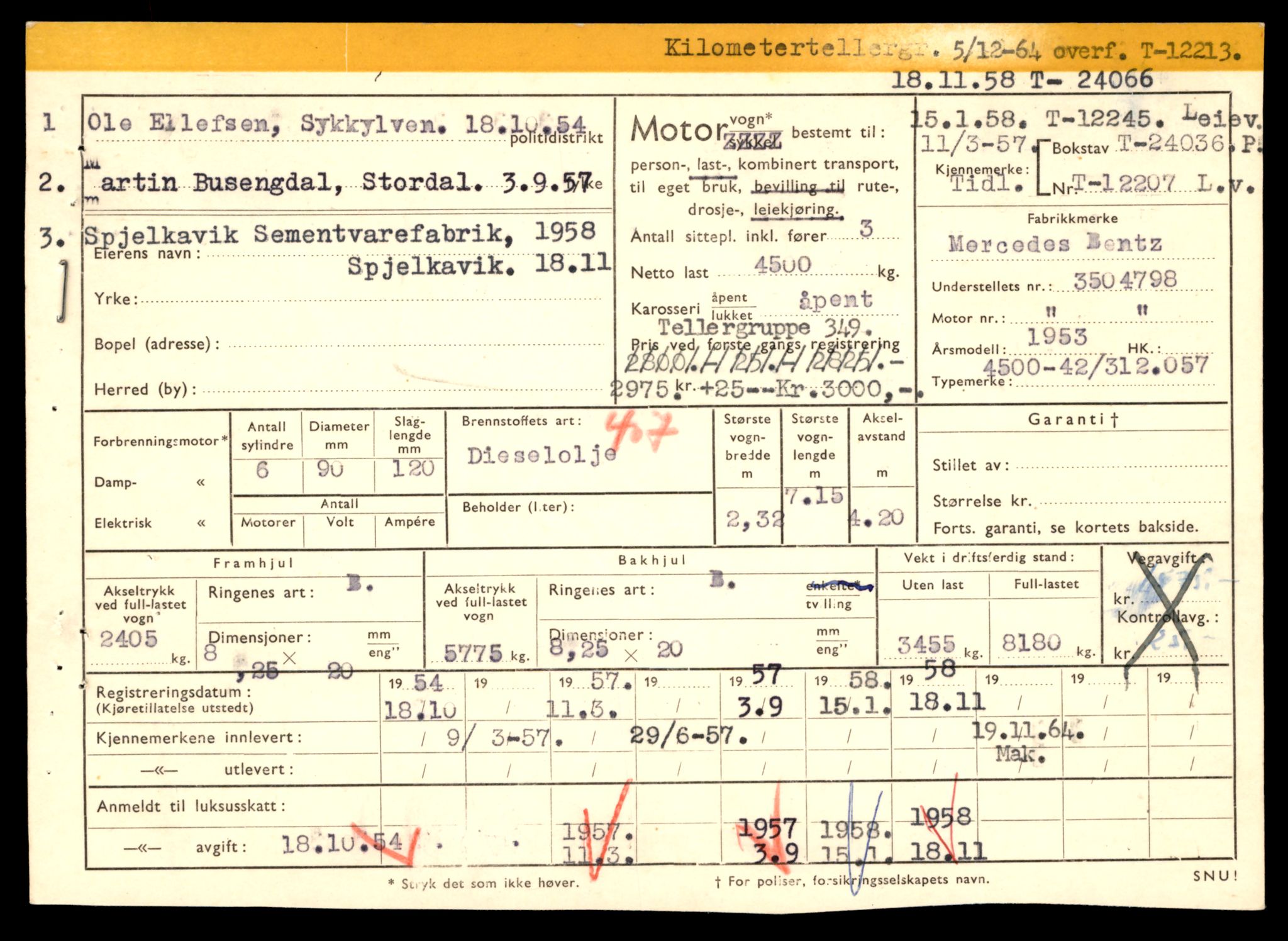 Møre og Romsdal vegkontor - Ålesund trafikkstasjon, AV/SAT-A-4099/F/Fe/L0033: Registreringskort for kjøretøy T 12151 - T 12474, 1927-1998, p. 2445