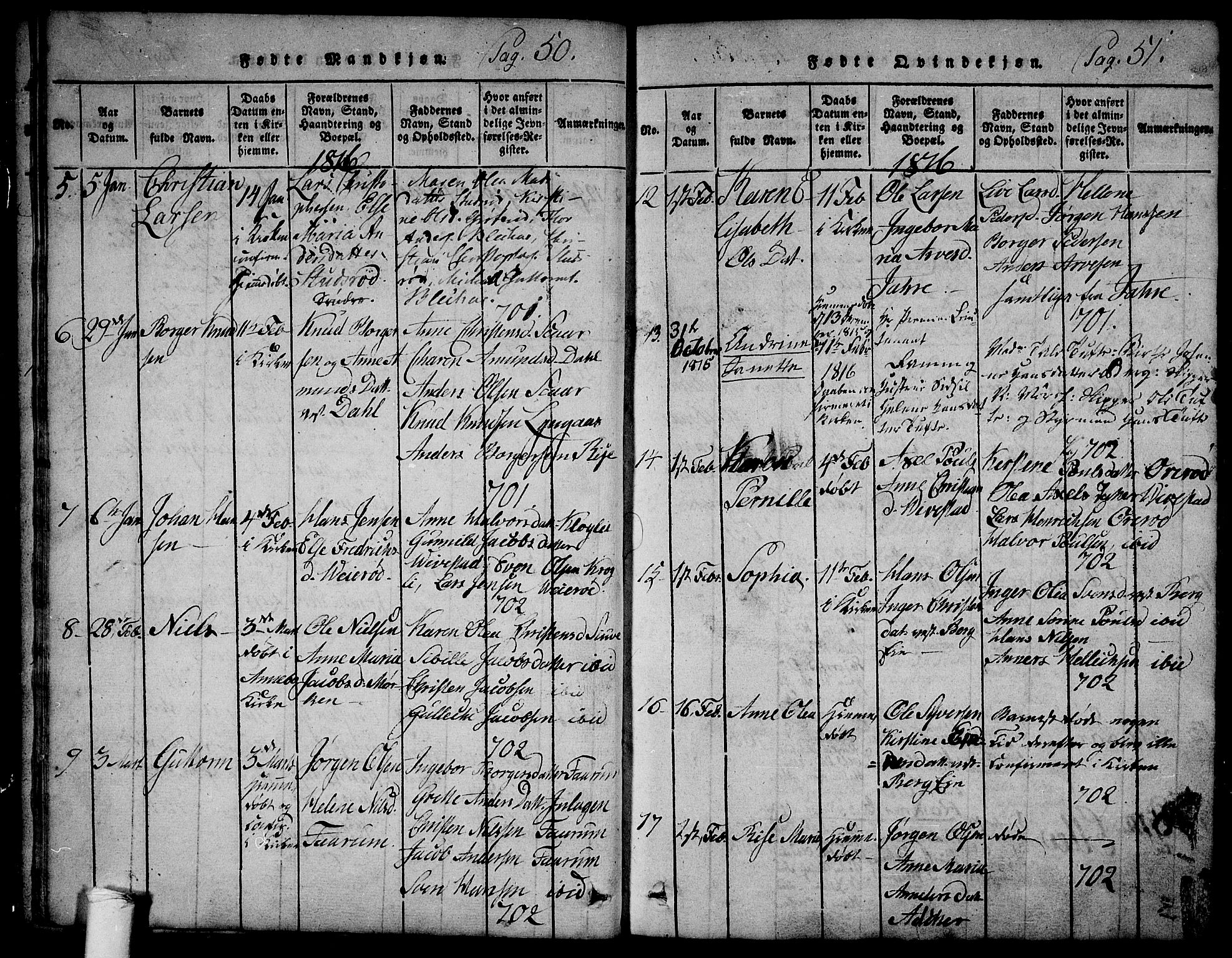 Ramnes kirkebøker, AV/SAKO-A-314/F/Fa/L0004: Parish register (official) no. I 4, 1813-1840, p. 50-51