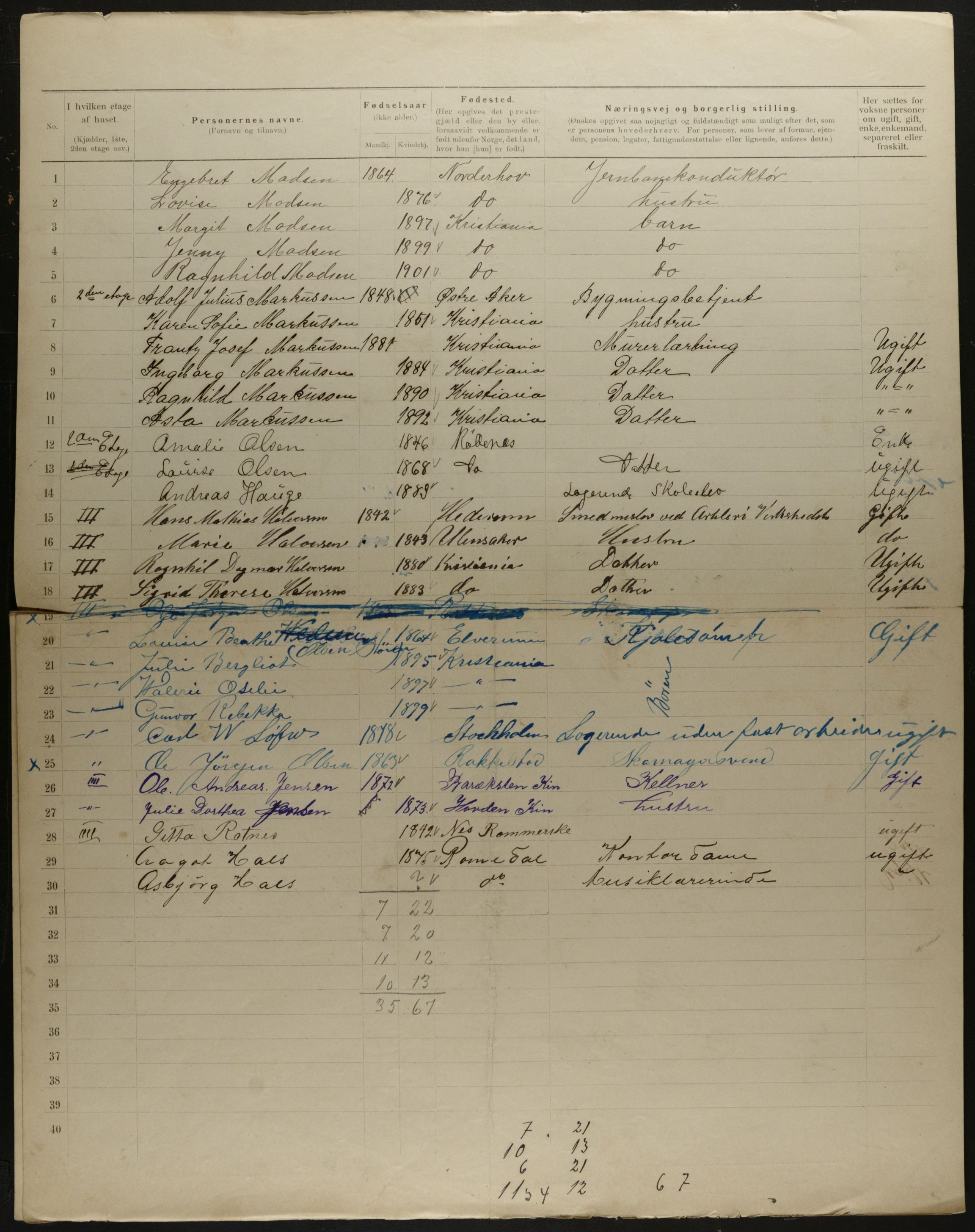 OBA, Municipal Census 1901 for Kristiania, 1901, p. 12441