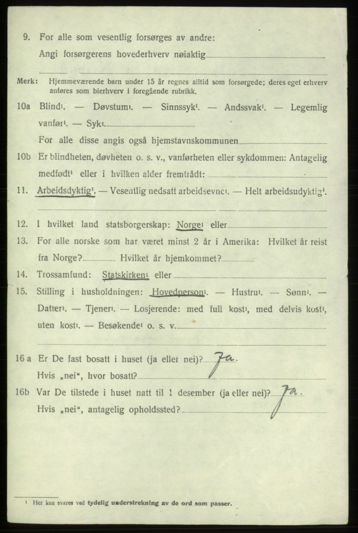 SAB, 1920 census for Stord, 1920, p. 6998