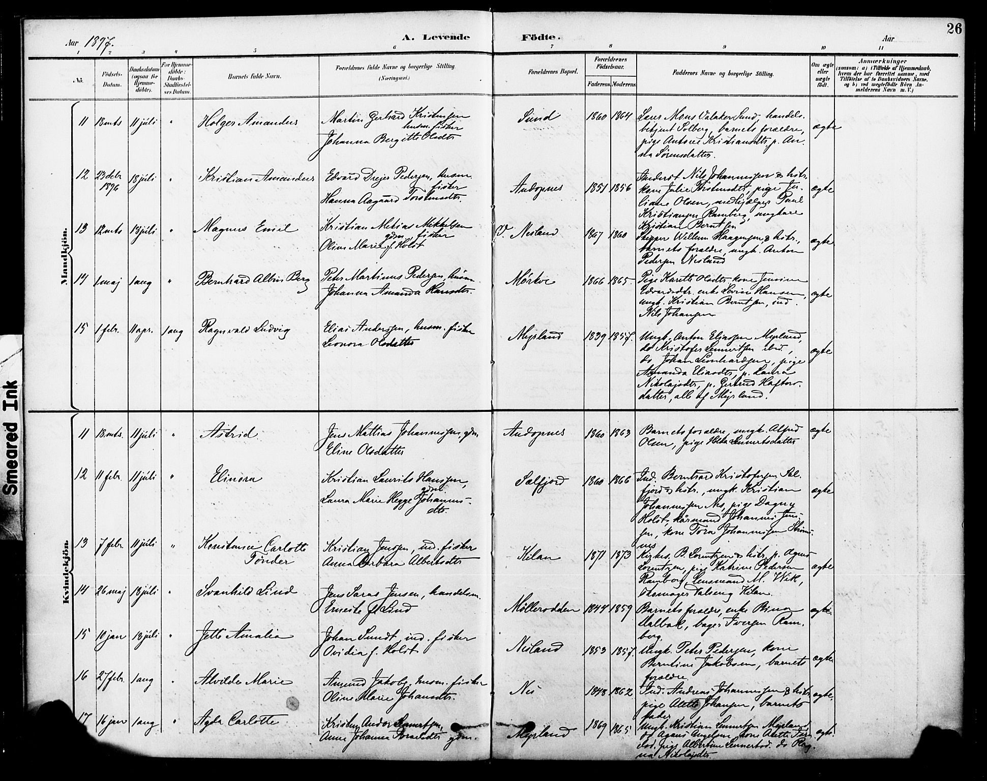 Ministerialprotokoller, klokkerbøker og fødselsregistre - Nordland, AV/SAT-A-1459/885/L1205: Parish register (official) no. 885A06, 1892-1905, p. 26