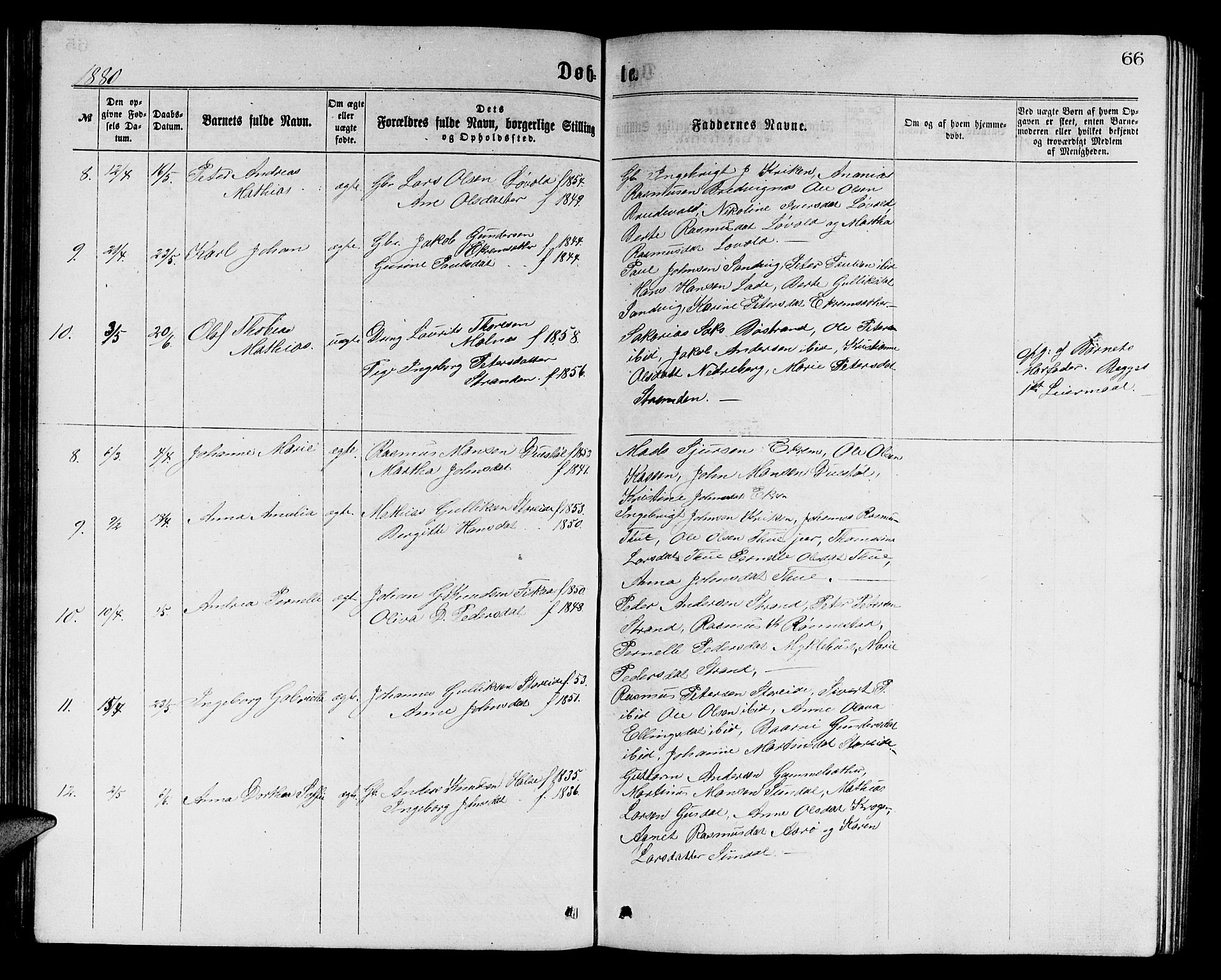 Ministerialprotokoller, klokkerbøker og fødselsregistre - Møre og Romsdal, AV/SAT-A-1454/501/L0016: Parish register (copy) no. 501C02, 1868-1884, p. 66