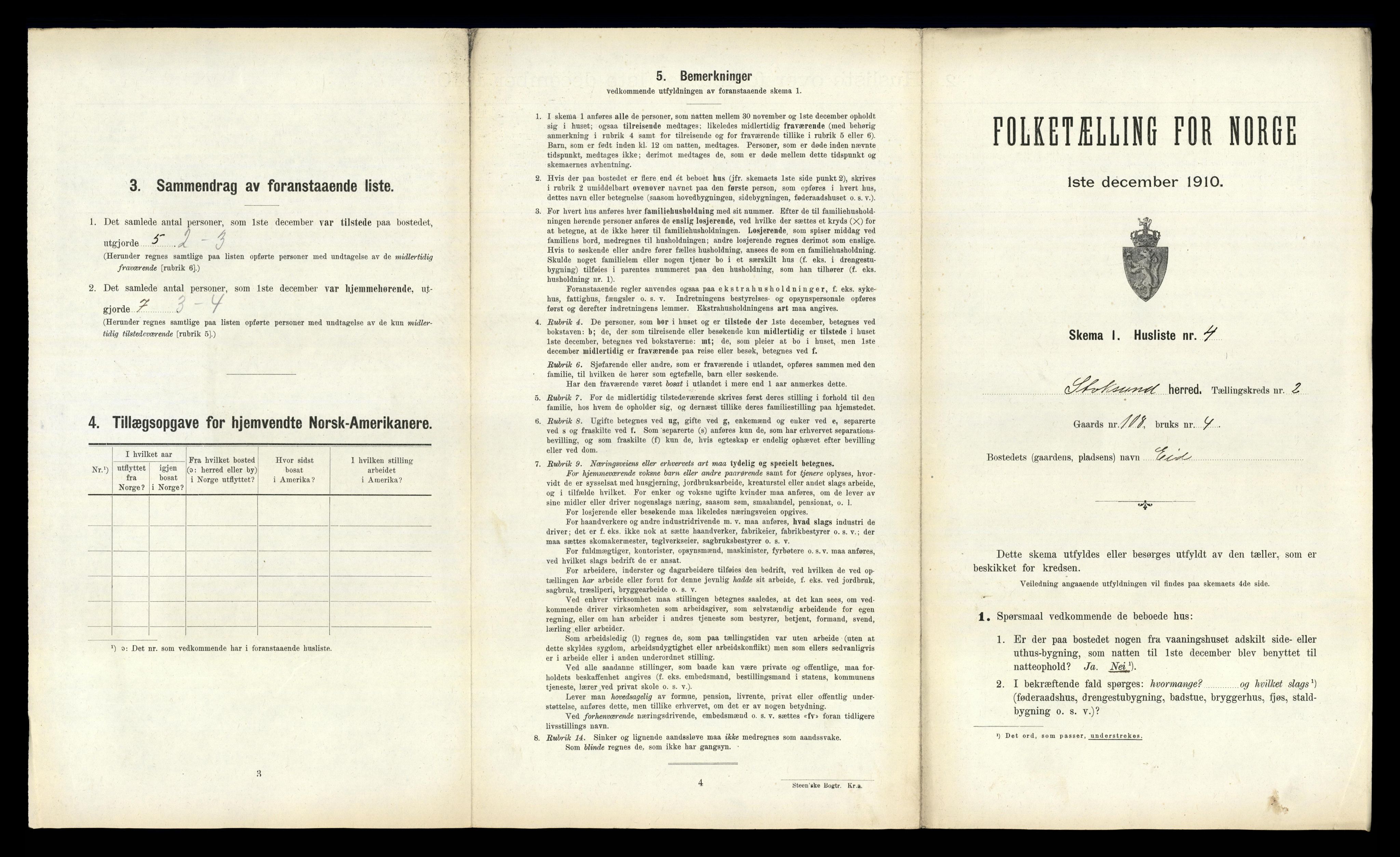 RA, 1910 census for Stoksund, 1910, p. 164