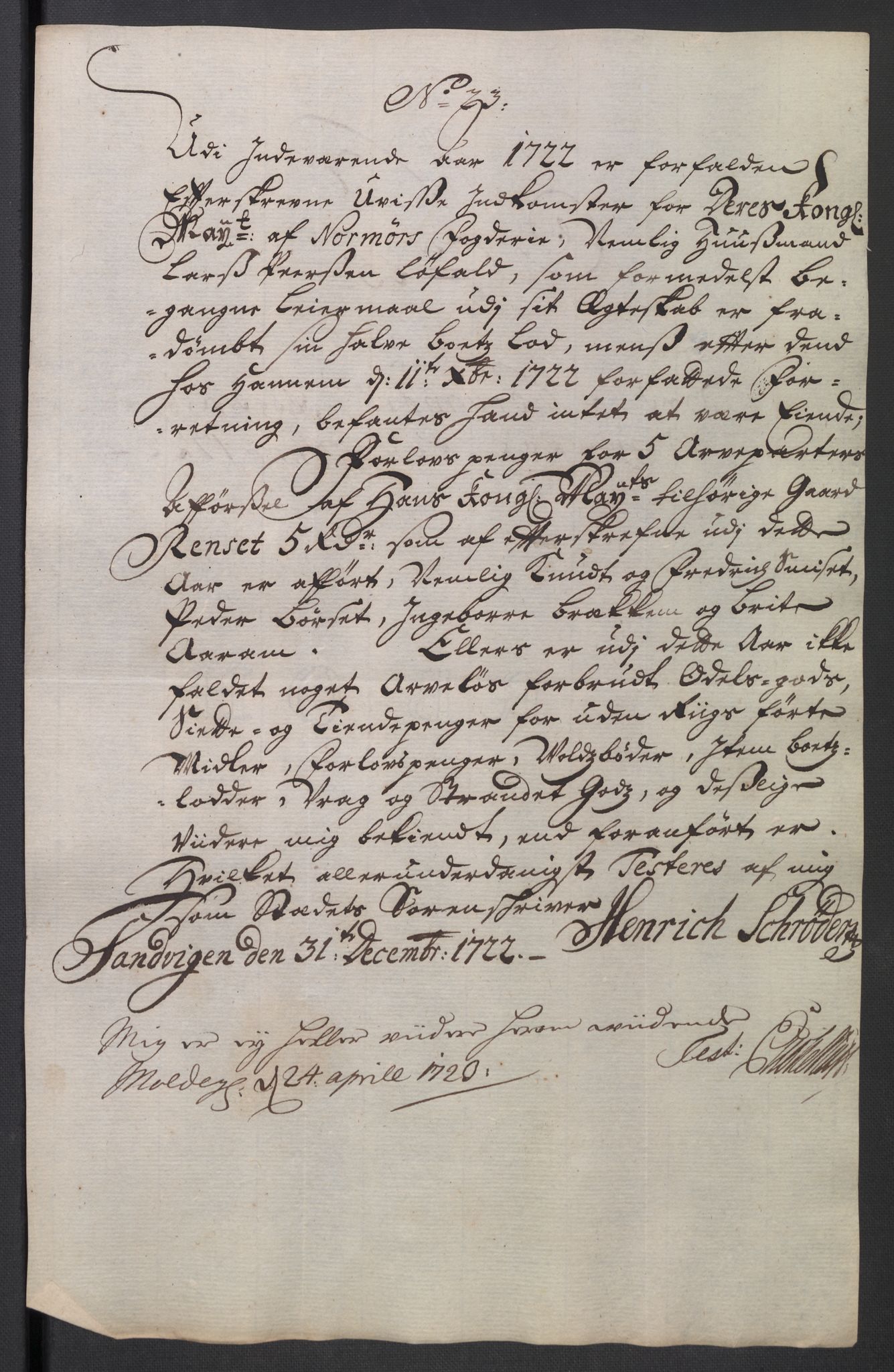 Rentekammeret inntil 1814, Reviderte regnskaper, Fogderegnskap, AV/RA-EA-4092/R56/L3755: Fogderegnskap Nordmøre, 1722, p. 235