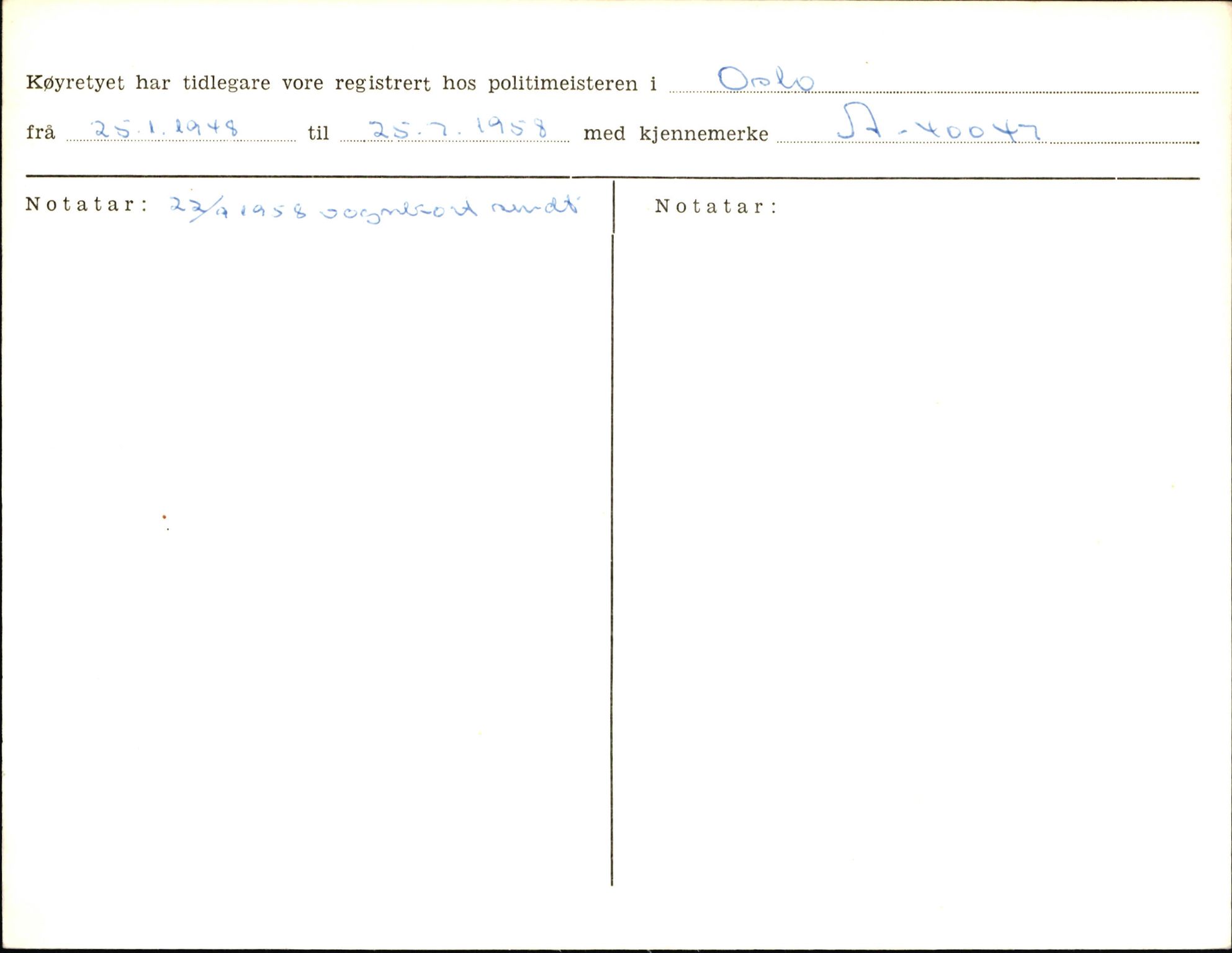 Statens vegvesen, Sogn og Fjordane vegkontor, AV/SAB-A-5301/4/F/L0006: Registerkort utmeldte Fjordane S8300-9500, 1930-1961, p. 91