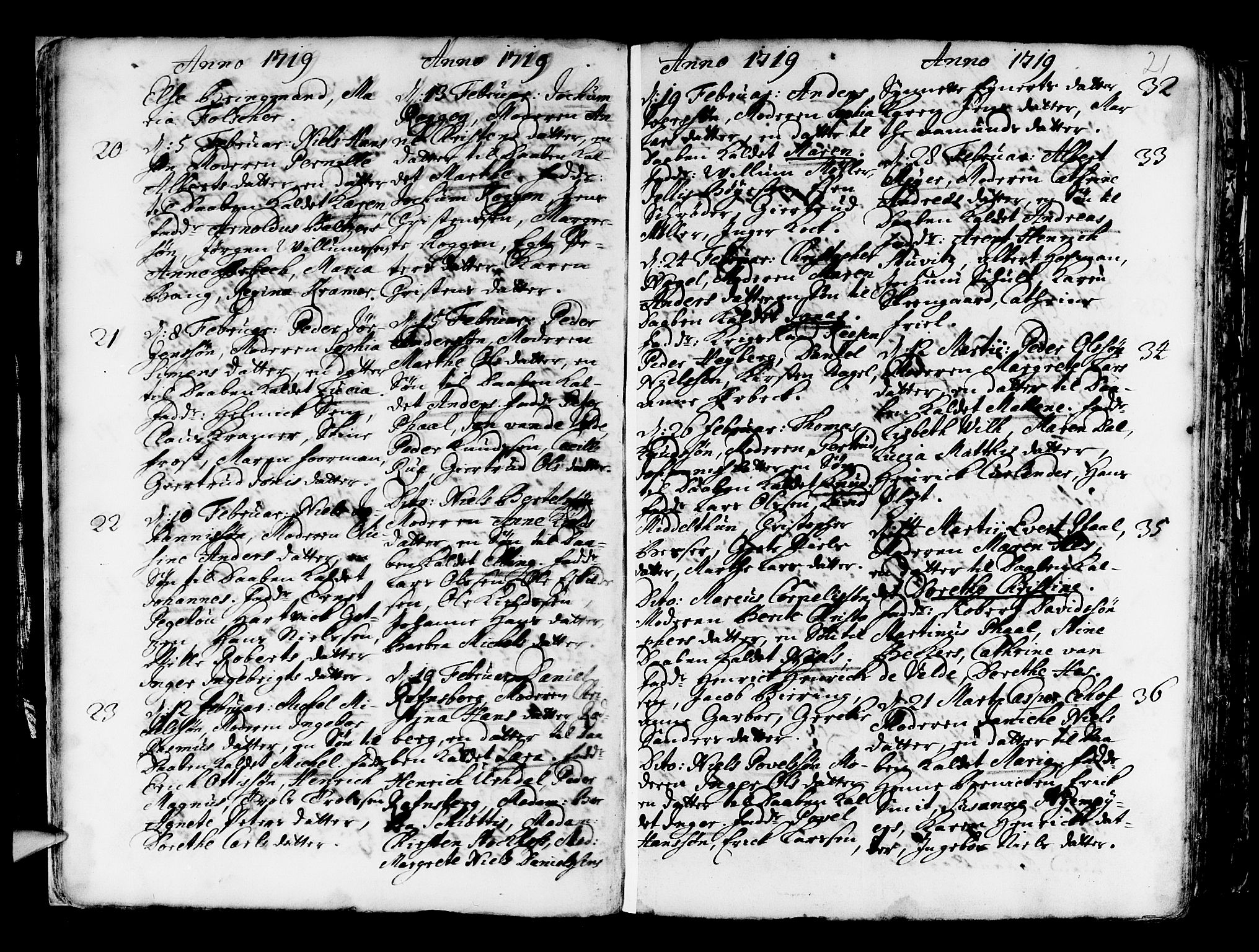 Nykirken Sokneprestembete, SAB/A-77101/H/Haa/L0003: Parish register (official) no. A 3, 1717-1764, p. 21