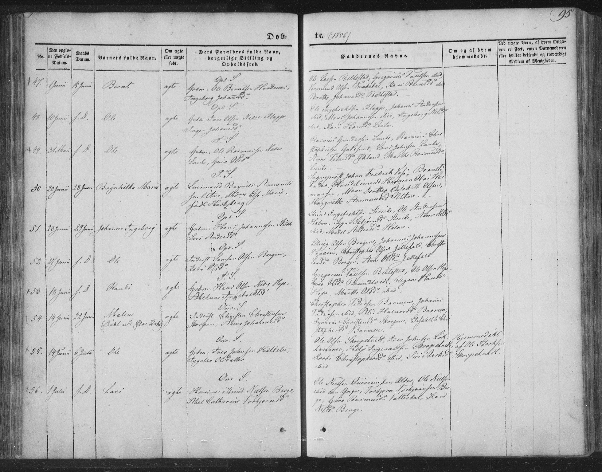 Tysnes sokneprestembete, SAB/A-78601/H/Haa: Parish register (official) no. A 10, 1848-1859, p. 95