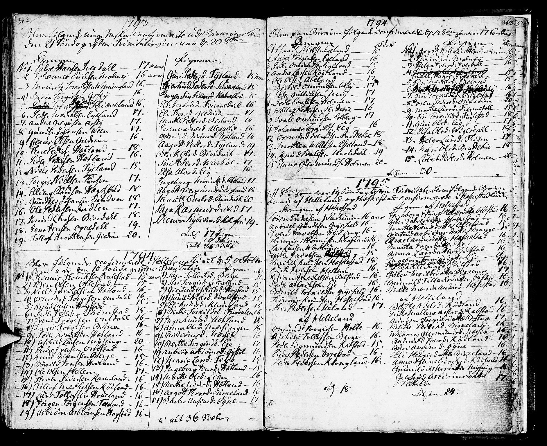 Helleland sokneprestkontor, SAST/A-101810: Parish register (official) no. A 3 /1, 1791-1817, p. 362-363