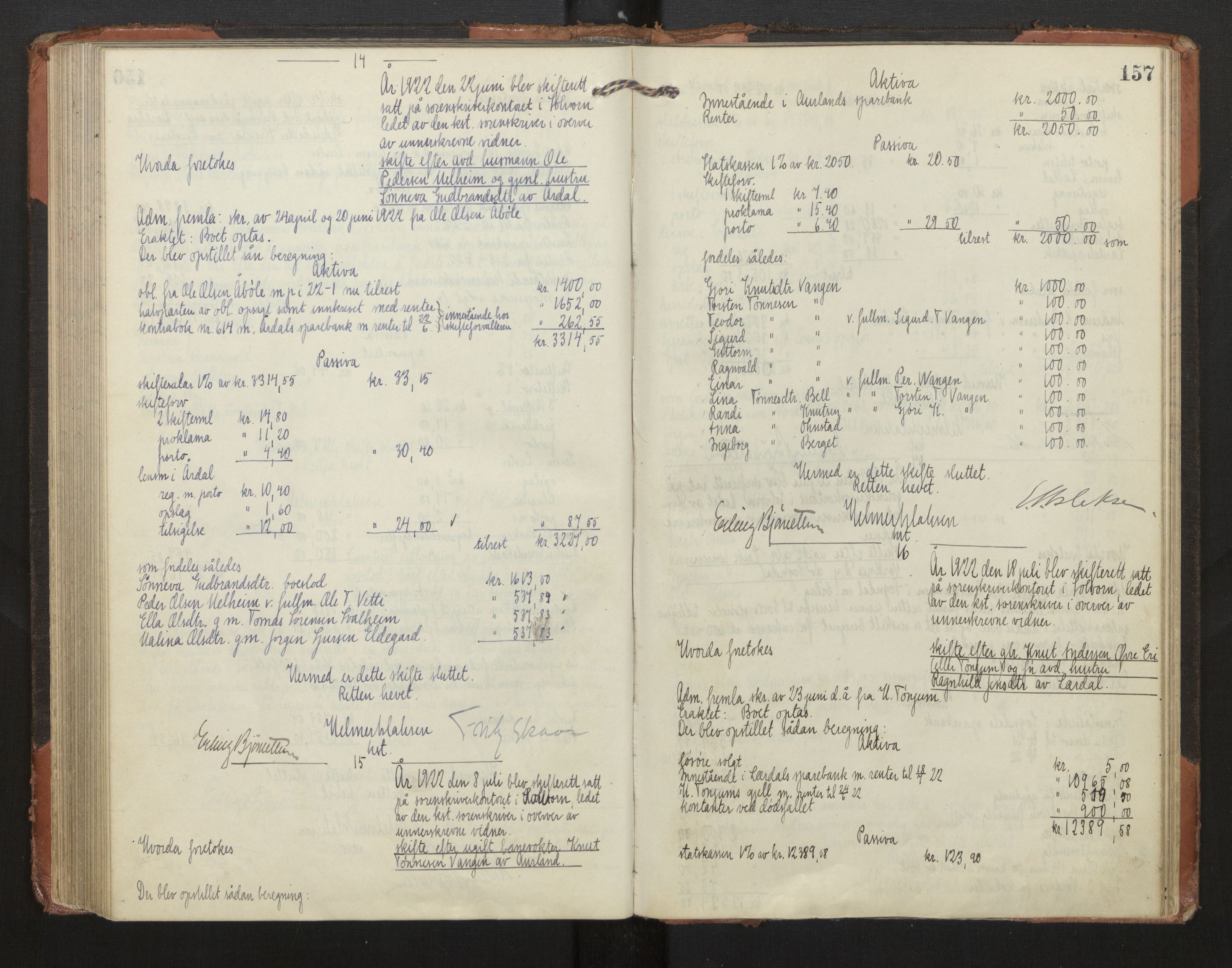 Indre Sogn tingrett, AV/SAB-A-3301/1/H/Hd/L0008: Skifteutlodningsprotokoll 8, 1912-1923, p. 156b-157a