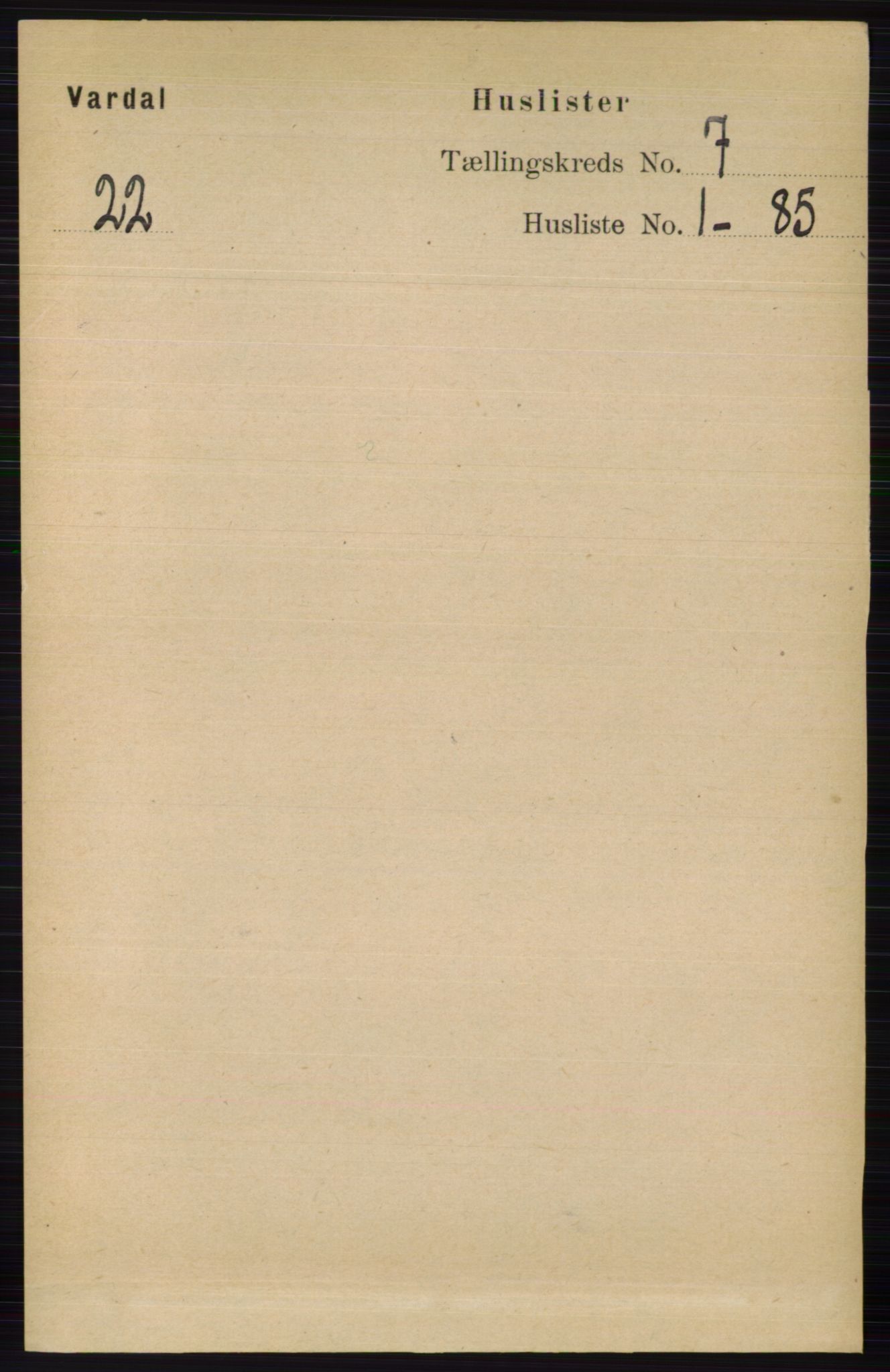 RA, 1891 census for 0527 Vardal, 1891, p. 2881