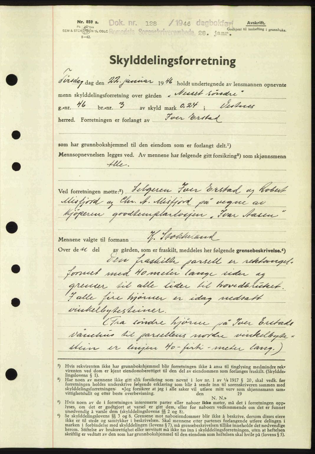 Romsdal sorenskriveri, SAT/A-4149/1/2/2C: Mortgage book no. A19, 1946-1946, Diary no: : 128/1946