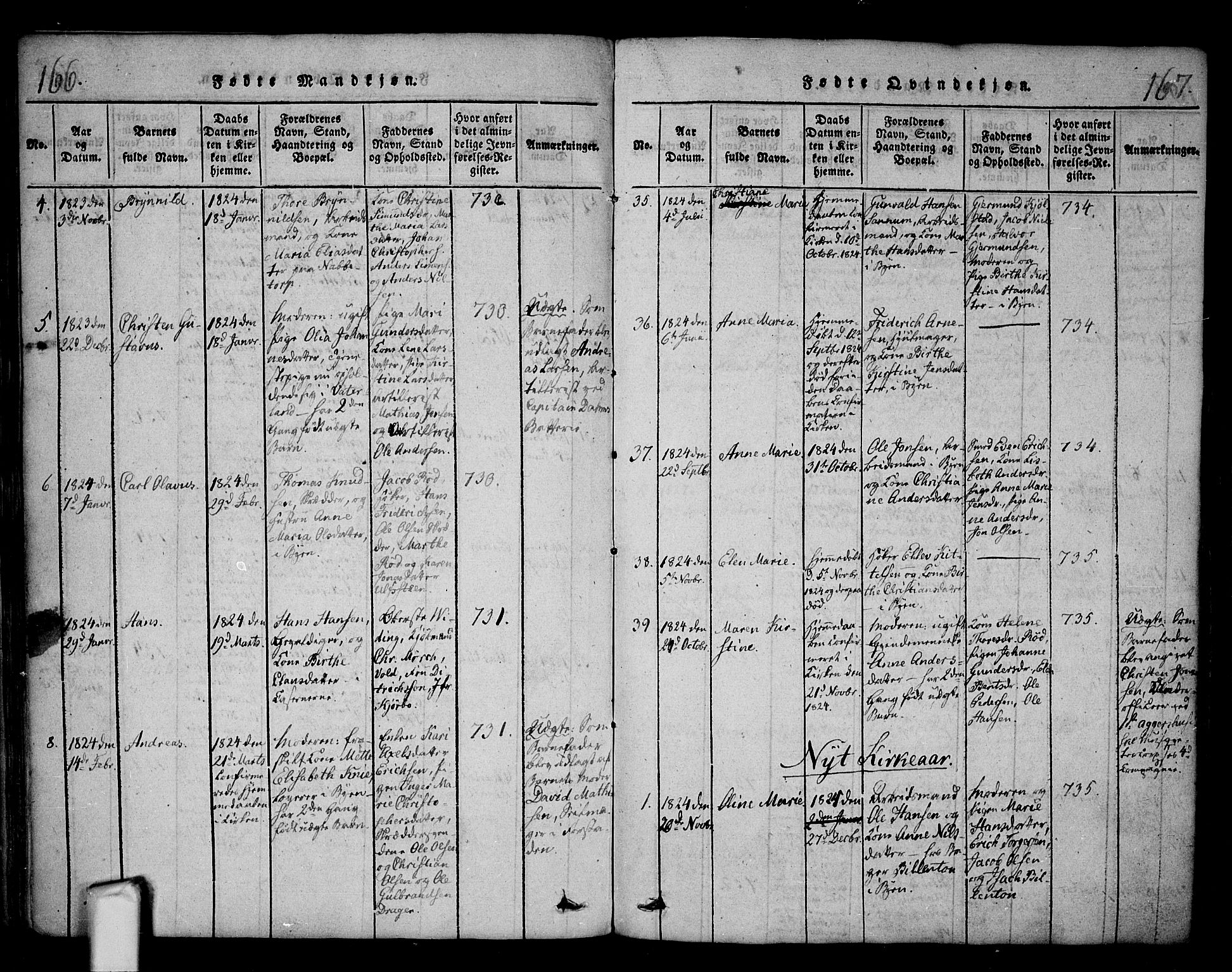 Fredrikstad prestekontor Kirkebøker, SAO/A-11082/F/Fa/L0004: Parish register (official) no. 4, 1816-1834, p. 166-167