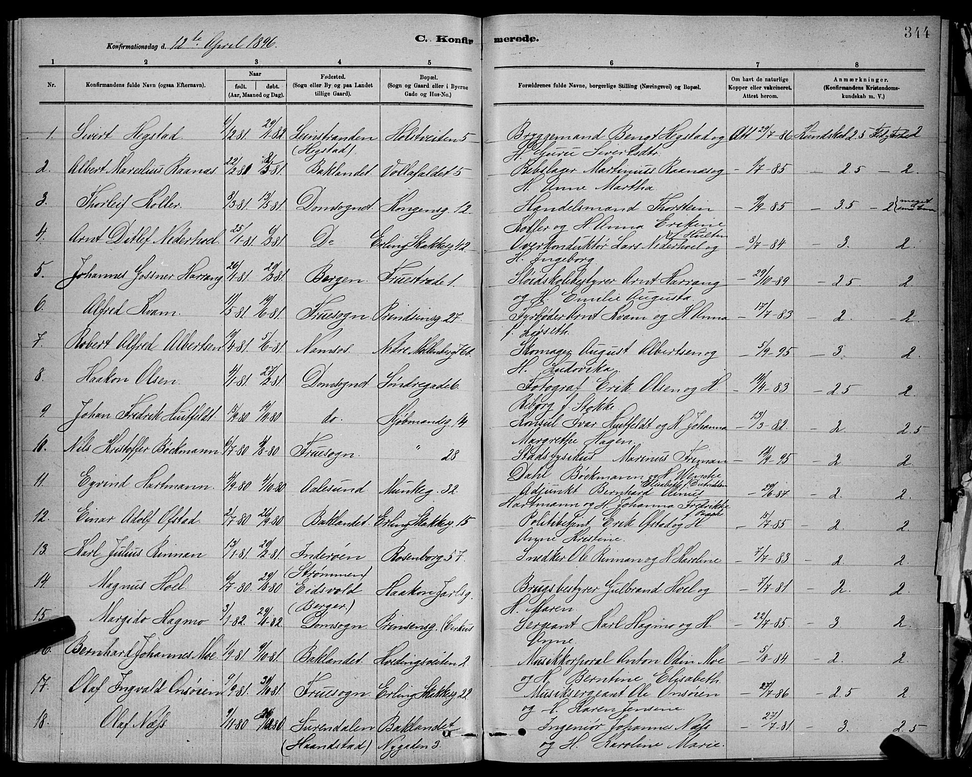 Ministerialprotokoller, klokkerbøker og fødselsregistre - Sør-Trøndelag, SAT/A-1456/601/L0092: Parish register (copy) no. 601C10, 1884-1897, p. 344