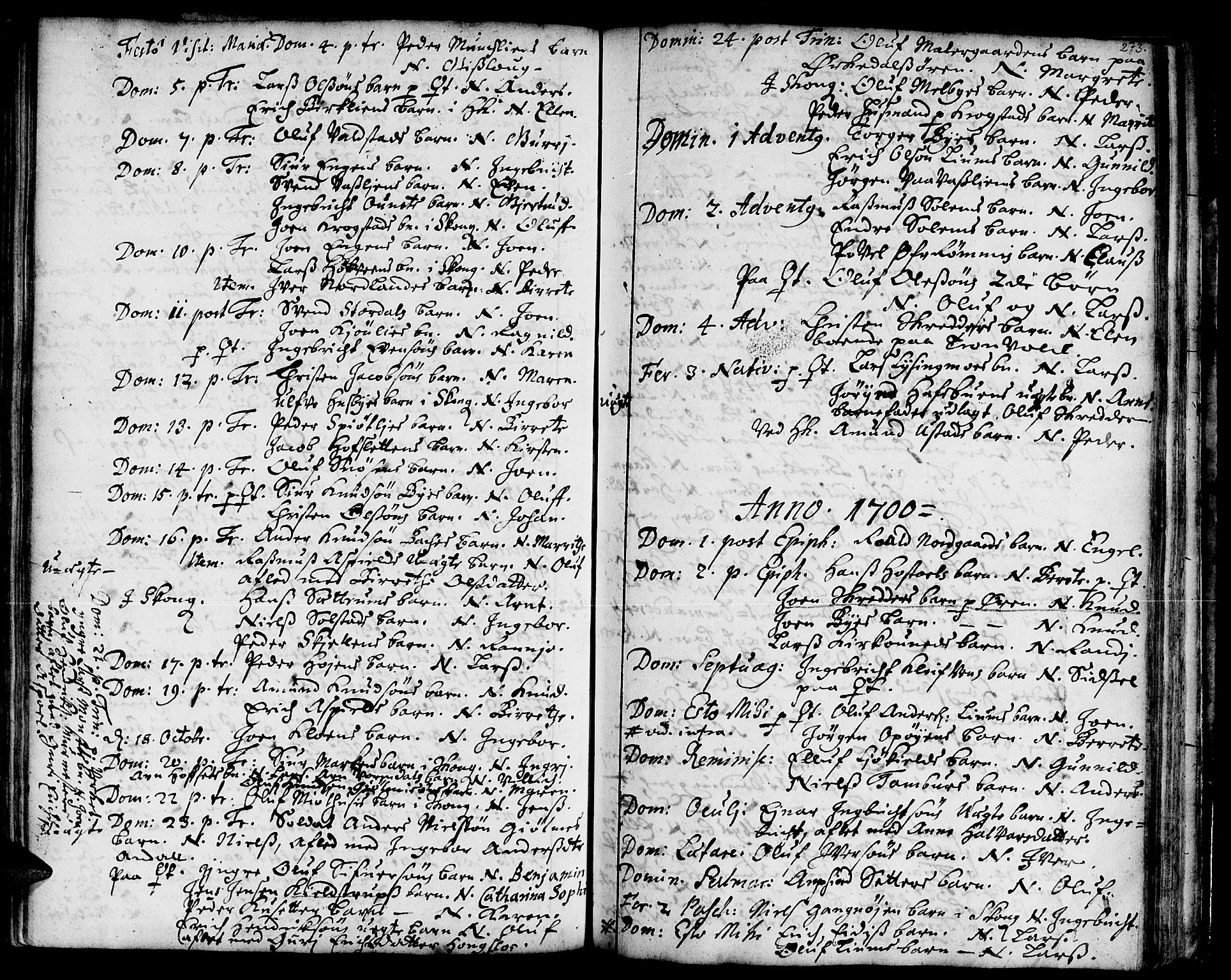 Ministerialprotokoller, klokkerbøker og fødselsregistre - Sør-Trøndelag, SAT/A-1456/668/L0801: Parish register (official) no. 668A01, 1695-1716, p. 272-273